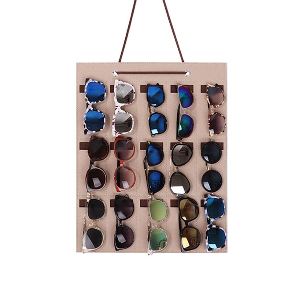 15-Pocket Sunglasses Wall Organizer - Eyeglasses & Sunglasses Storage Display Holder for Hanging - Perfect for Home, Office, or Retail Store Organization