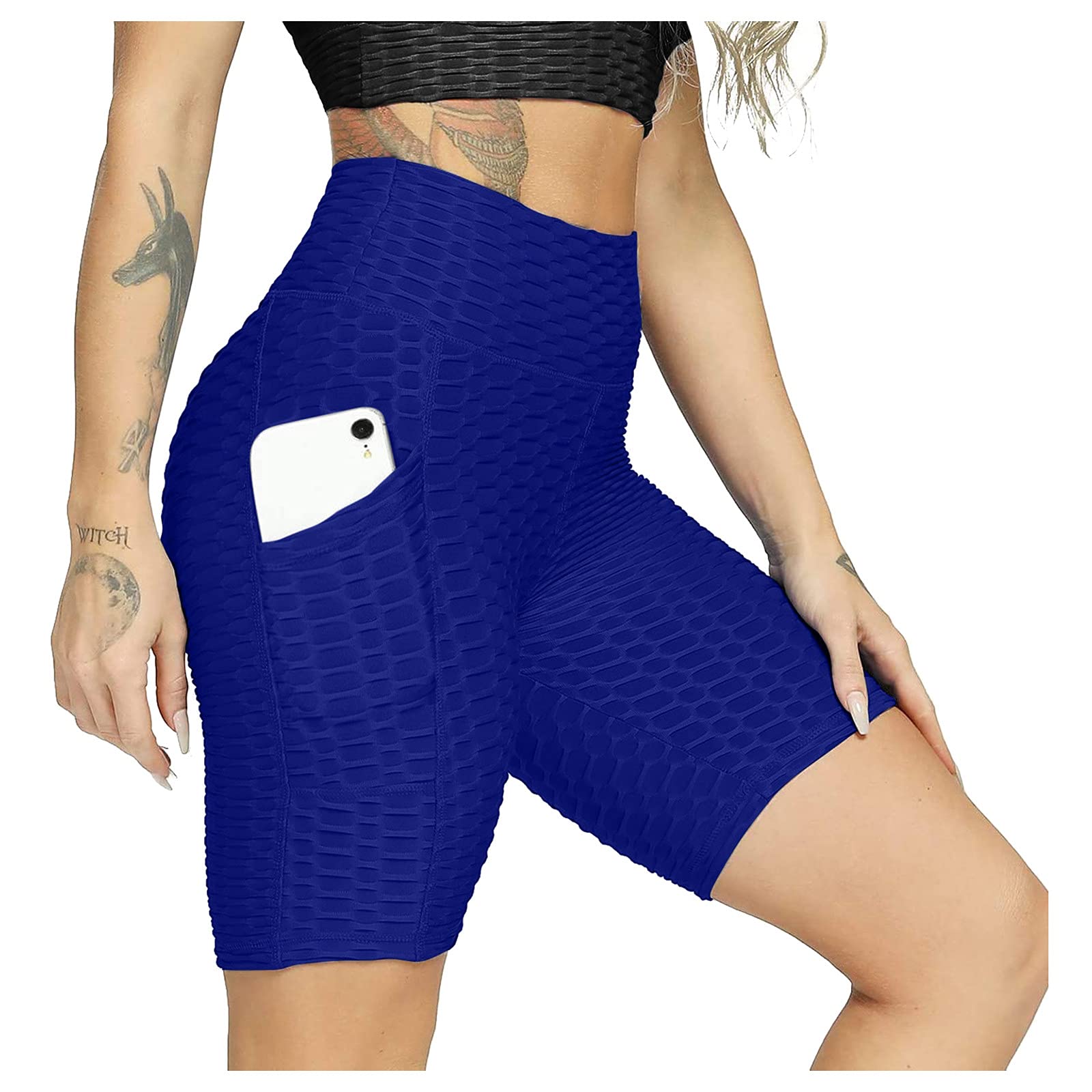BEIBEIA High Waist Yoga Shorts for Women - Tummy Control Workout Shorts with Deep Pockets - Perfect for Yoga, Running, Gym & Fitness Activities