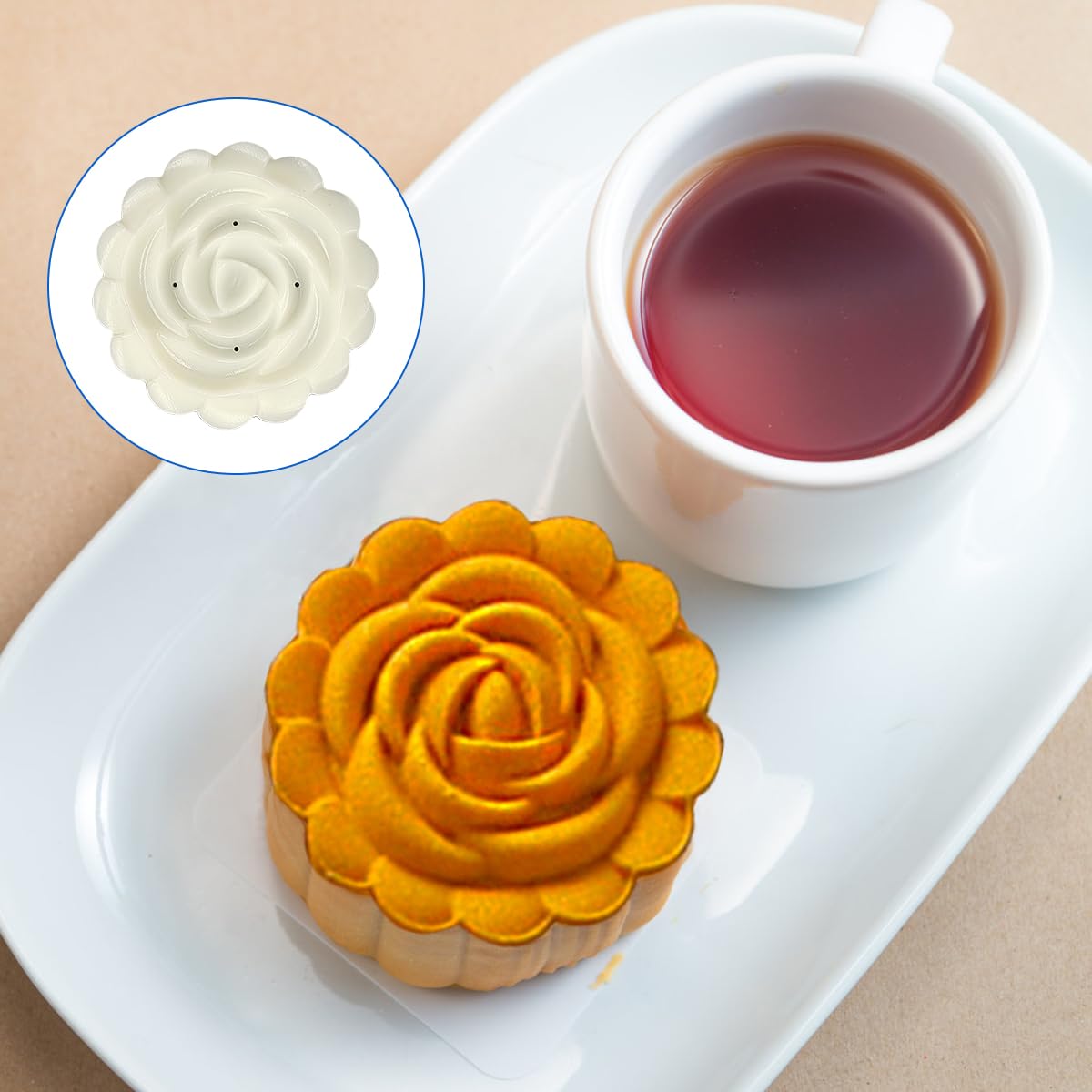 63g & 75g Mooncake Mold Press with 12 Floral Stamps - Premium DIY Moon Cake Maker for Mid-Autumn Festival, Hand Press Cookie Mould for Homemade Desserts - Perfect for Holiday Baking, Family Gatherings & Gift Making
