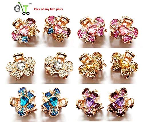 Go Traders - 2 Pairs Multicolor Metal Hair Clips for Women & Girls | Hair Clutch Accessories for Parties, Weddings & Everyday Styling
