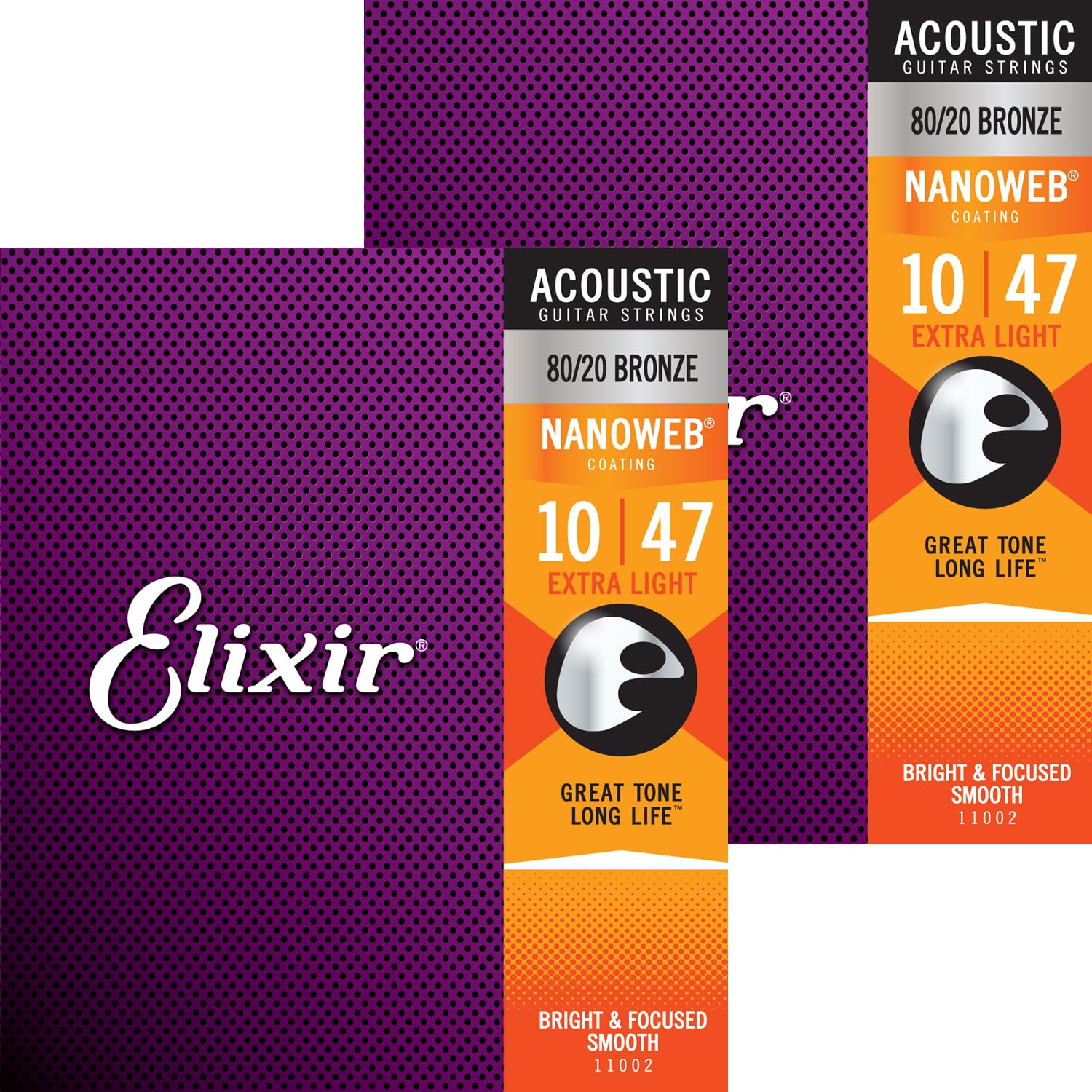 Elixir Nanoweb Extra Light Acoustic Guitar Strings 2-Pack - Best Phosphor Bronze Coated Strings for Warm Tone | Perfect for Beginners & Fingerstyle Players