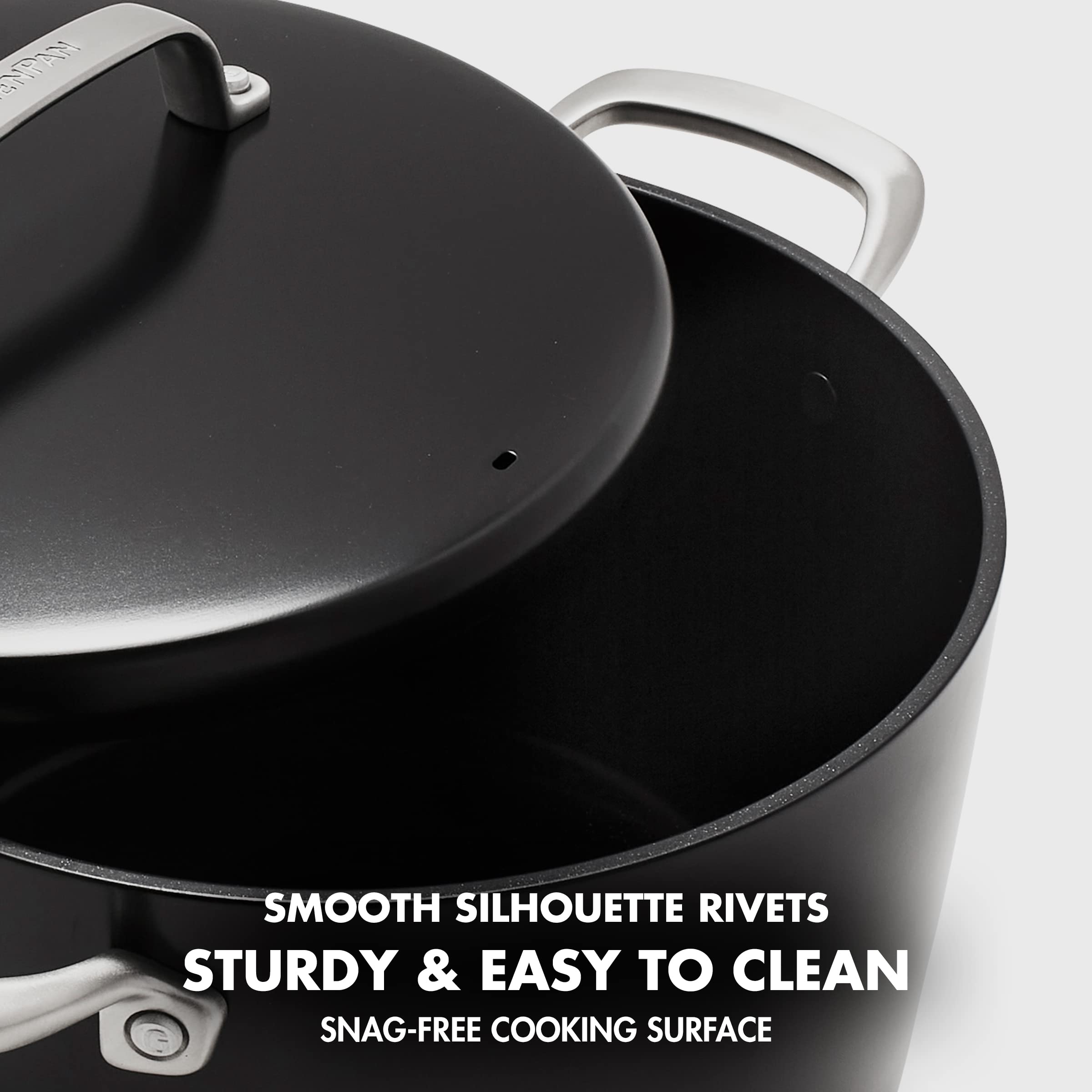 GreenPan GP5 8QT Hard Anodized Stock Pot with Ceramic Nonstick Coating - PFAS-Free, Induction Compatible, Dishwasher & Oven Safe (Black) - Perfect for Healthy Cooking, Soups, Stews & Pasta Dishes