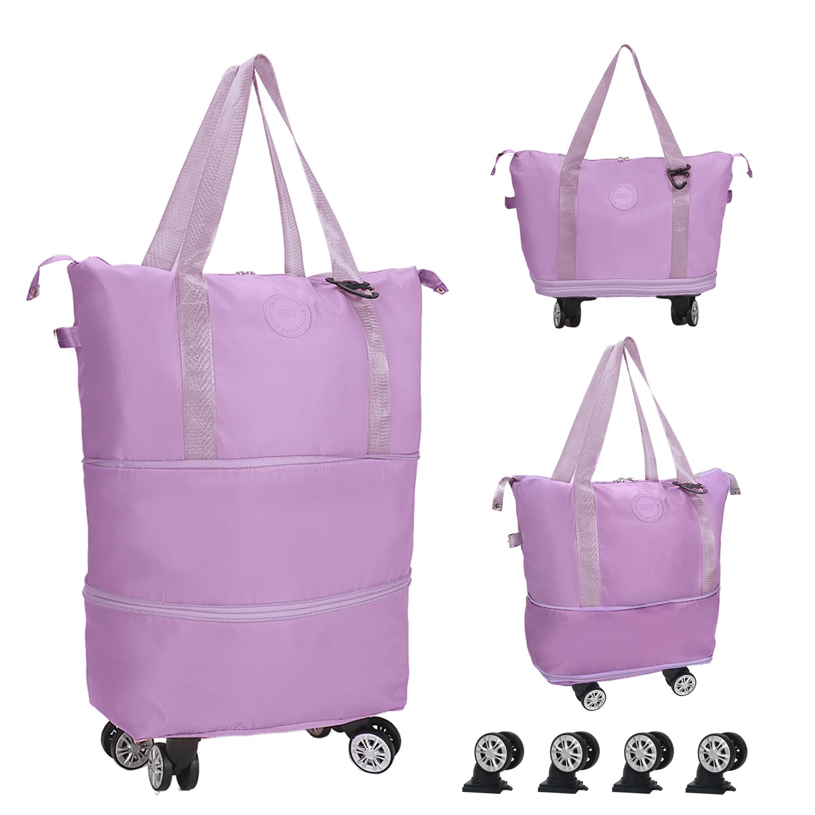 Rolling Duffle Bag with Wheels - Expandable Foldable Luggage Carry-On for Travel & Weekend Trips | Large Durable Duffel Bag for Airplane, Gym, Sports & Outdoor Adventures