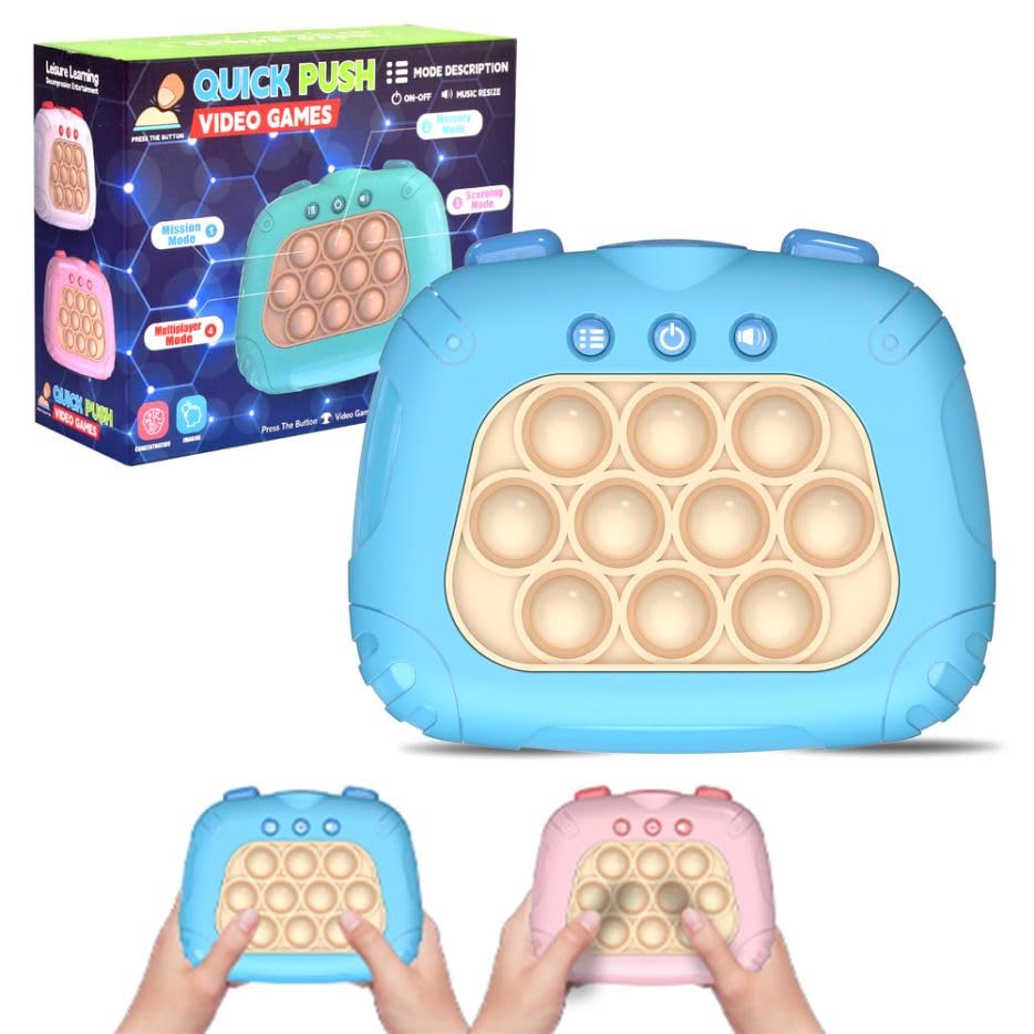 Upgrade Pop Fidget Console Game Pro Toys - Light Bubble Puzzle Sensory Toys for Kids with Autism, Decompression Handheld Blitz Pop Game for Ages 3-12 (Blue) - Perfect for Stress Relief, Focus, and Classroom Breaks