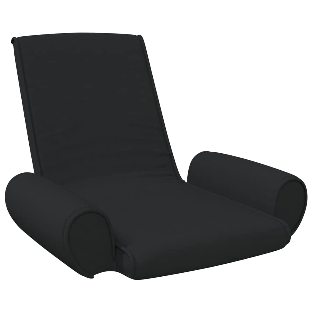 SKM Folding Floor Chair Black Fabric - Comfortable Foldable Floor Seat for Adults - Perfect for Living Room, Bedroom, Yoga & Meditation - Padded Floor Chair with Back Support