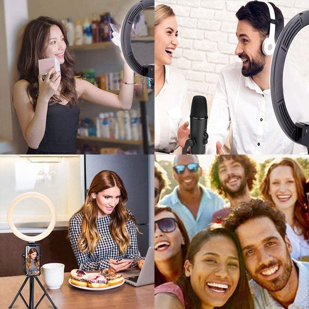 MINJUK 10 Inch LED Ring Light with Stand - 1.6m Adjustable Floor Lamp for Live Streaming, Photography & Video Calls - Perfect for TikTok, YouTube, Zoom & Home Studio Lighting