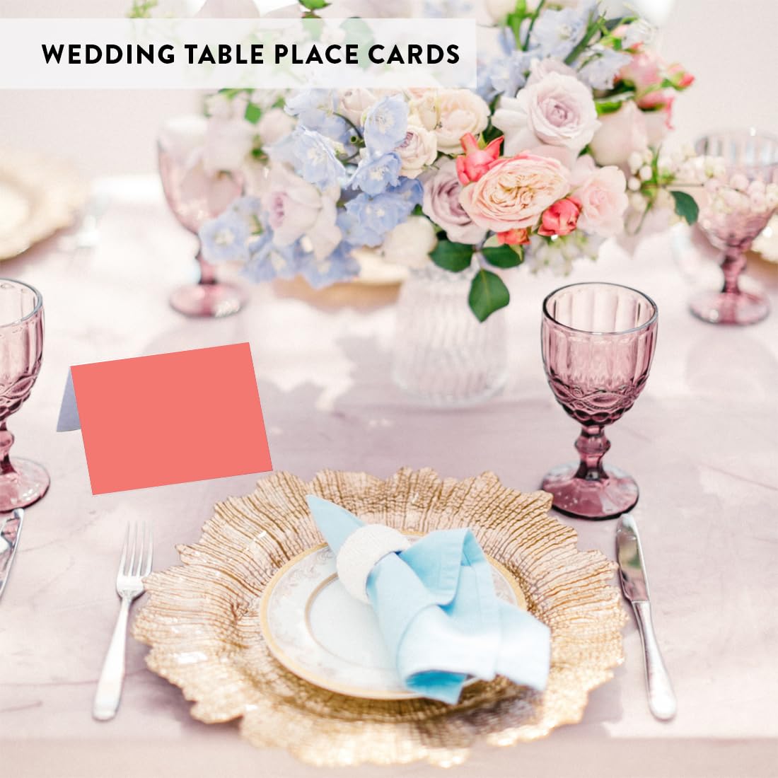 Andaz Press Printable Table Tent Place Cards - 20-Pack Coral Blank Name Cards for Wedding, Baby Shower & Graduation | Perfect for Seating Arrangements, Buffet Labels & Event Decorations