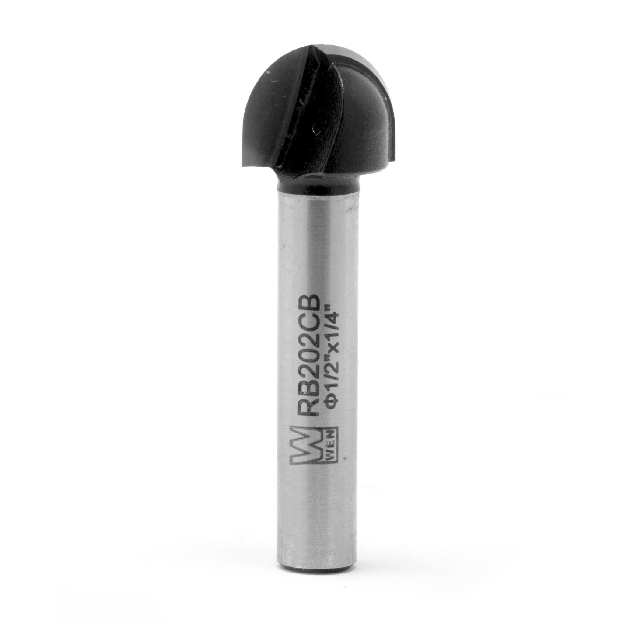 WEN RB202CB 1/2 Inch Core Box Carbide Tipped Router Bit with 1/4 Inch Shank - Perfect for Woodworking, Cabinetry, and Decorative Edge Profiling