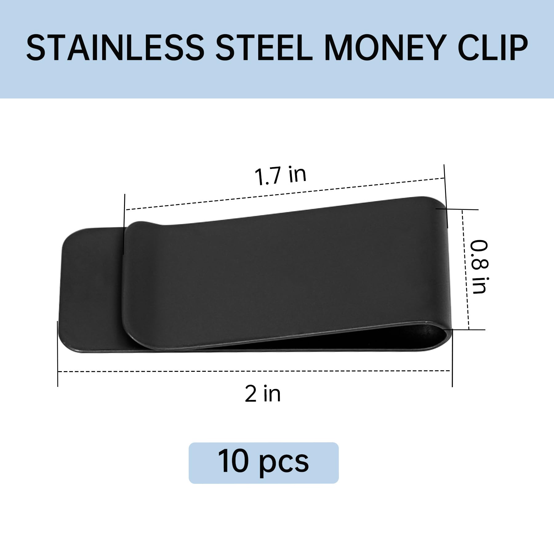 10Pcs Stainless Steel Money Clip for Men - Slim Silver Metal Cash Holder | Minimalist Pocket Wallet for Bills & Cards | Perfect for Travel, Business & Everyday Use
