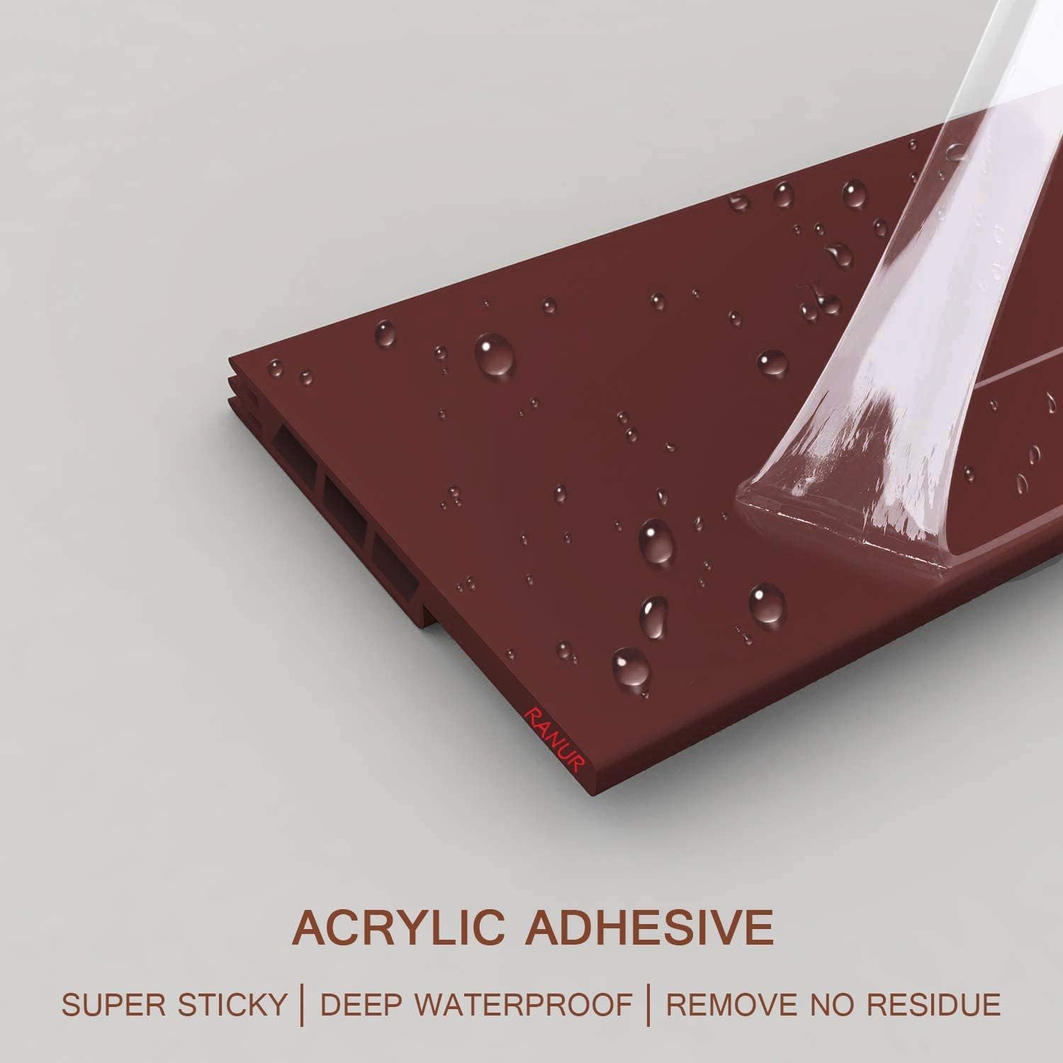 RANUR Silicone Self-Adhesive Door Bottom Seal Strip - 1 Meter Brown Weatherproof Door Sweep for Dust, Insect & Noise Protection - Perfect for Home, Office & Apartment Doors to Block Drafts & Improve Energy Efficiency