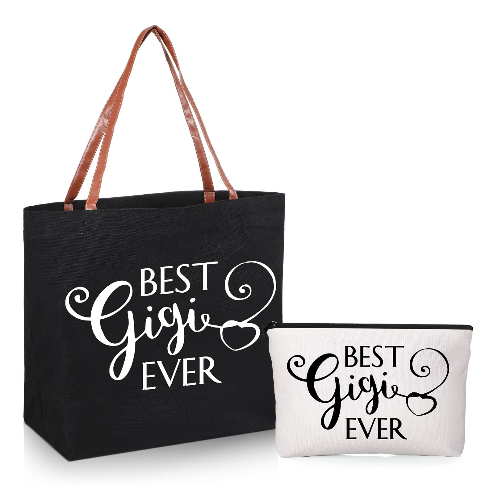 2-Piece Mother's Day Gift Set - Premium Tote Bag & Makeup Bag for Women | Perfect Birthday, Proposal Gift for Mom & Grandma (Gigi Design) | Ideal for Travel, Shopping & Daily Use