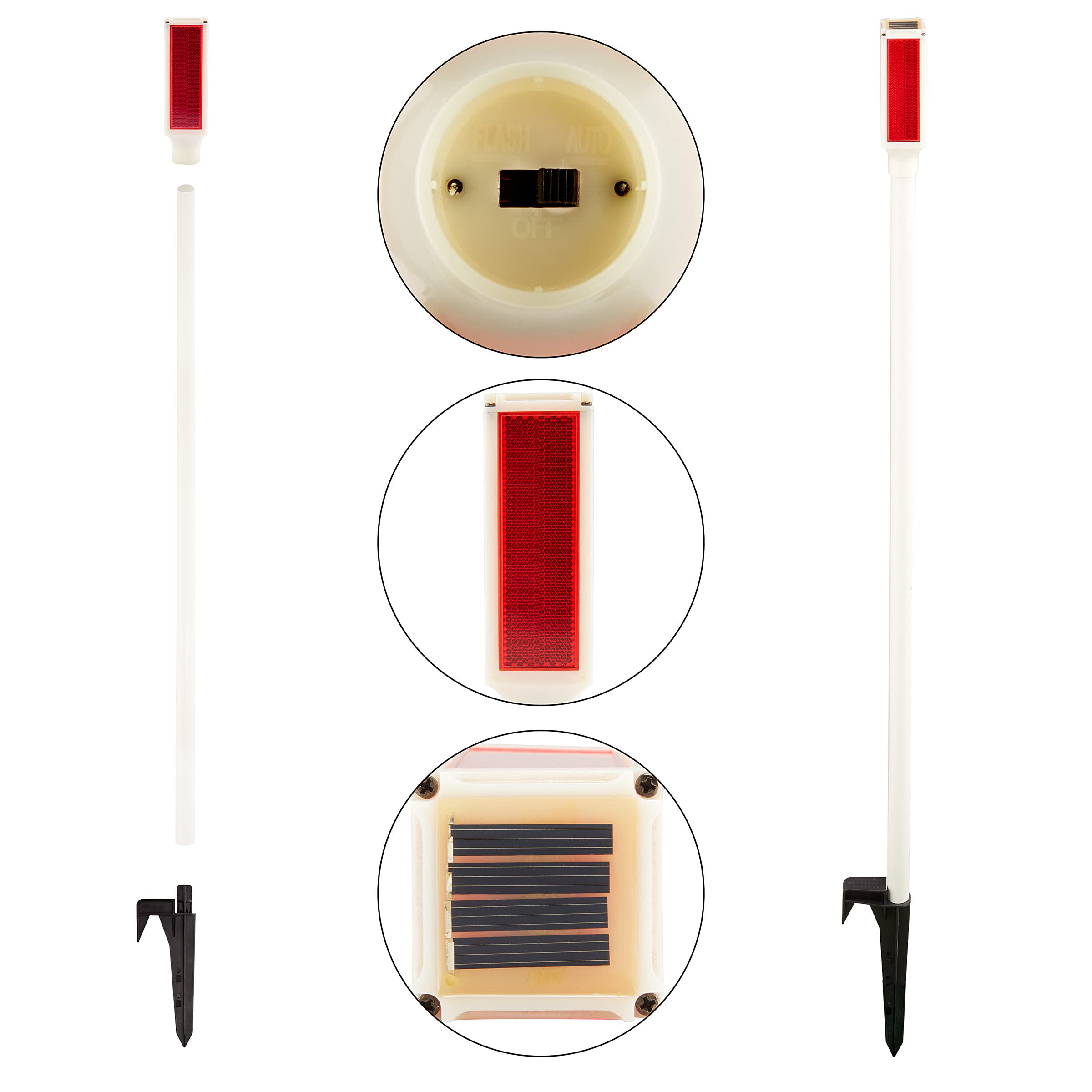 Alpine Corporation 43-Inch Solar-Powered LED Driveway Markers with Red Lights - Set of 2 for Enhanced Nighttime Visibility & Safety in Driveways, Walkways, and Gardens