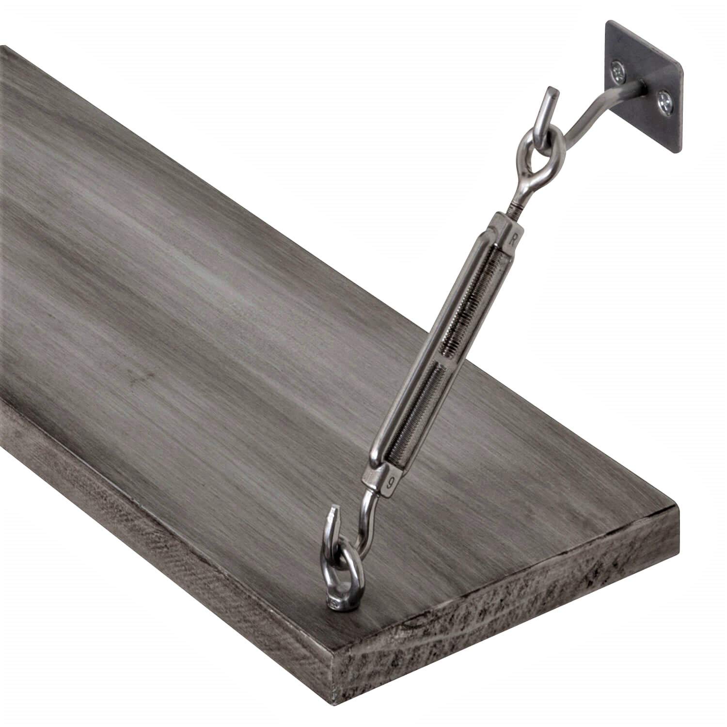 Rustic Grey Floating Shelves Set of 2 - Wall Mounted Wooden Hanging Shelves for Bathroom, Kitchen, Living Room & Bedroom Storage with Industrial Hardware | Perfect for Home Decor, Organizing Essentials & Displaying Decorations