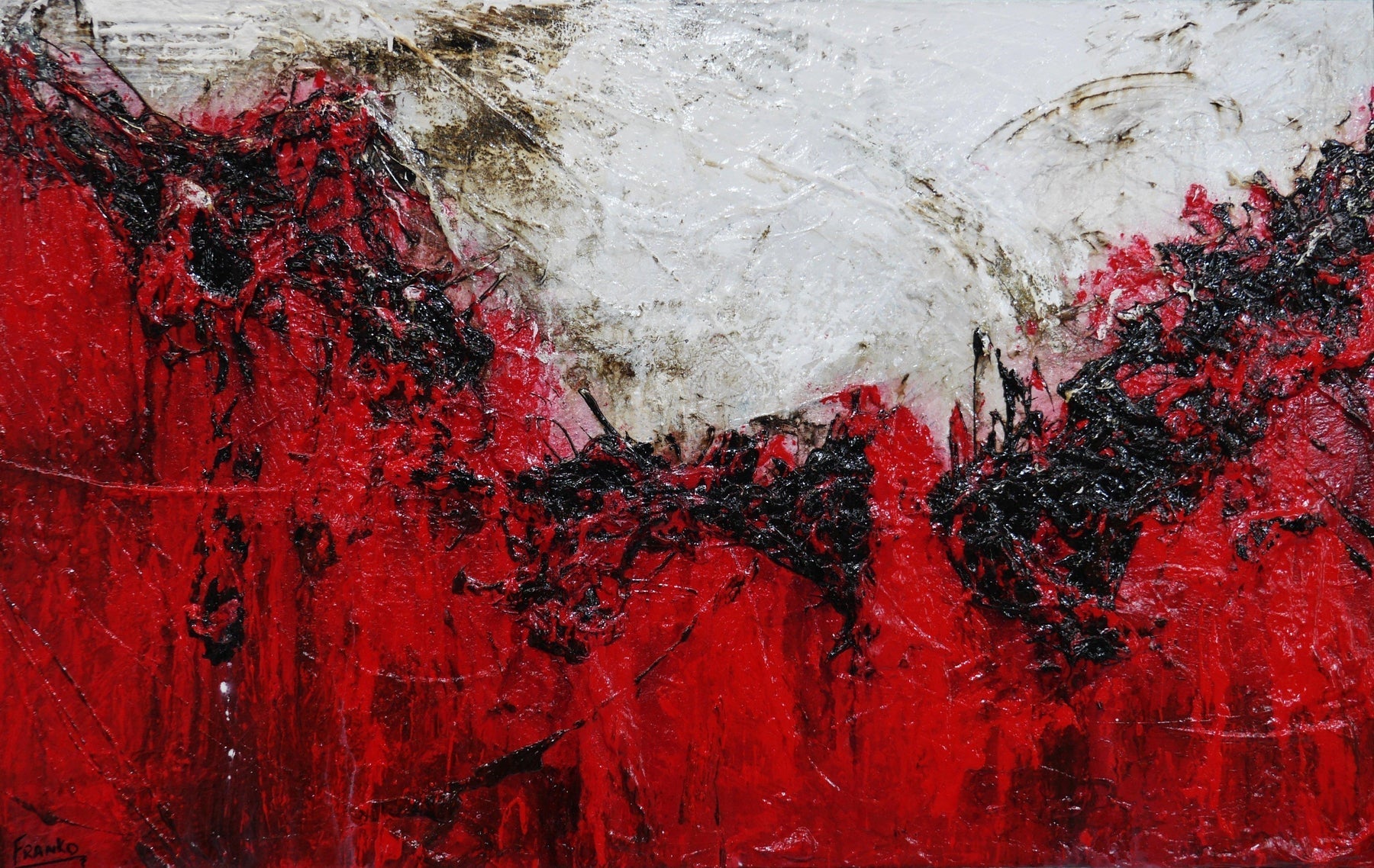 Scarlett Addiction 160cm x 100cm White Red Textured Abstract Canvas Art - Modern Wall Decor for Living Room, Bedroom & Office