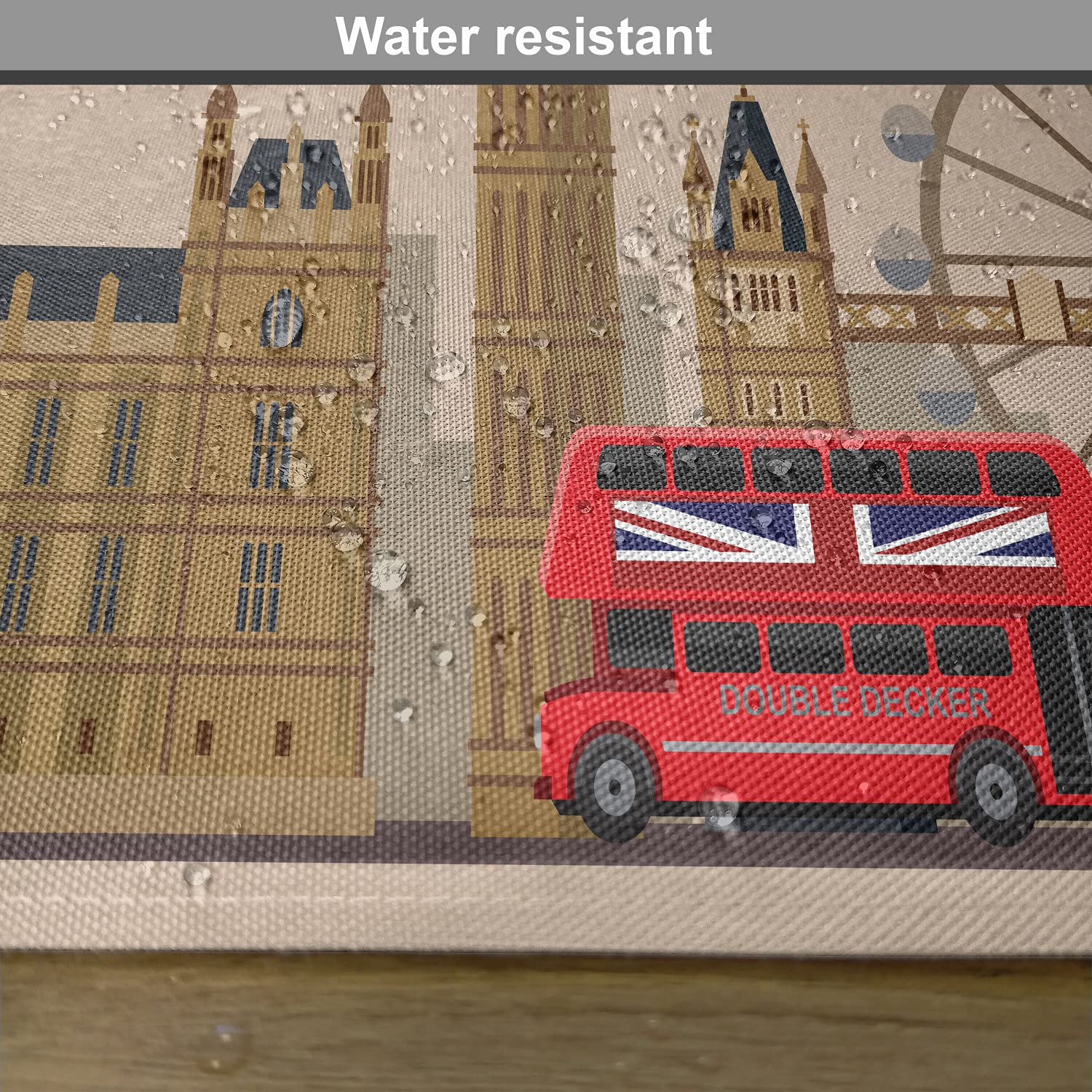 Ambesonne London Place Mats Set of 4 - Famous British Landmarks & Monuments Art Design - Washable Fabric Table Mats for Dining Room - Standard Size Beige - Perfect for Dinner Parties, Tea Time & Home Decor