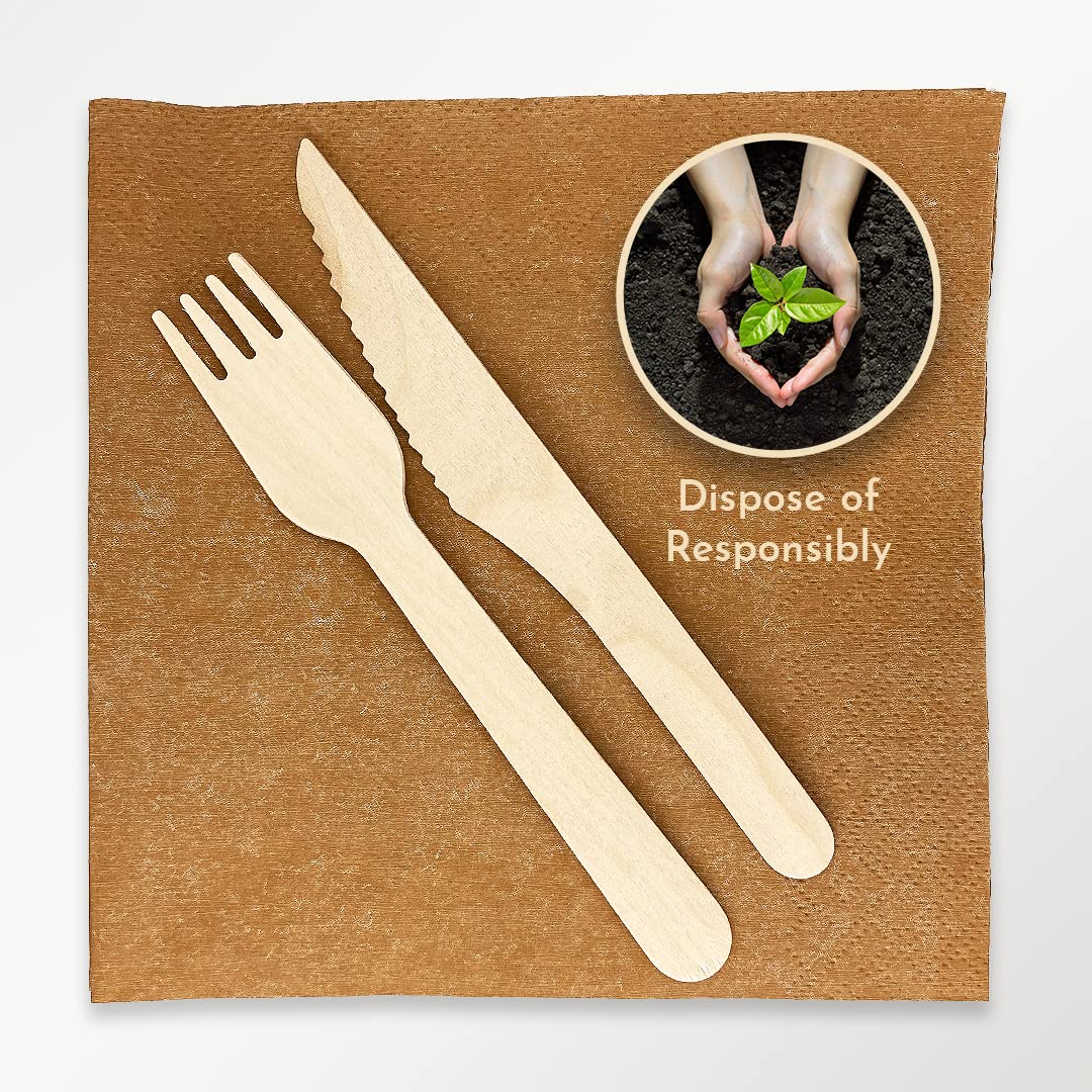 Eco-Friendly Brown Paper Napkins by Kissymix - 50 Pack Triple Layer Compostable Kraft Tissue Serviettes for Birthday, Wedding, Christmas & Dinner Parties | Sustainable Tableware for Home, Restaurant & Catering Events