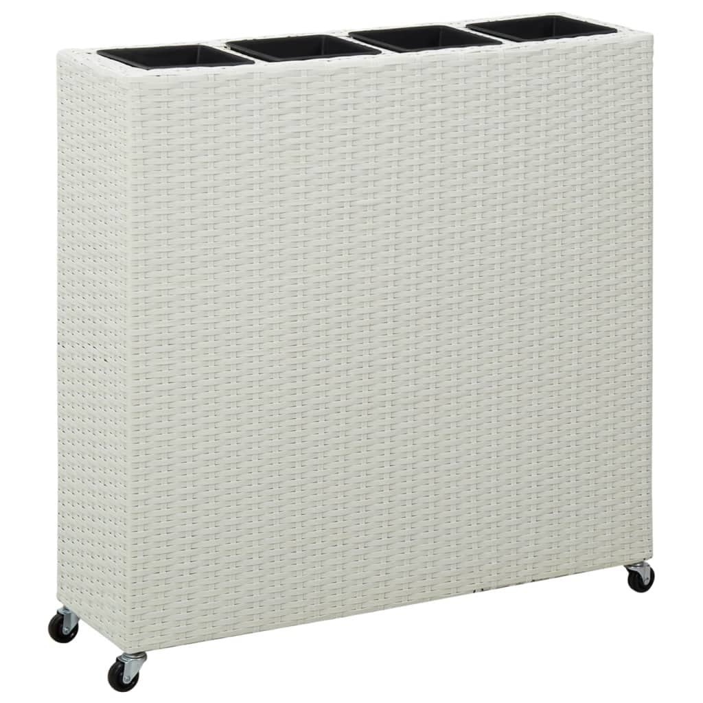 vidaXL White Poly Rattan Garden Raised Bed with 4 Pots - 31.5