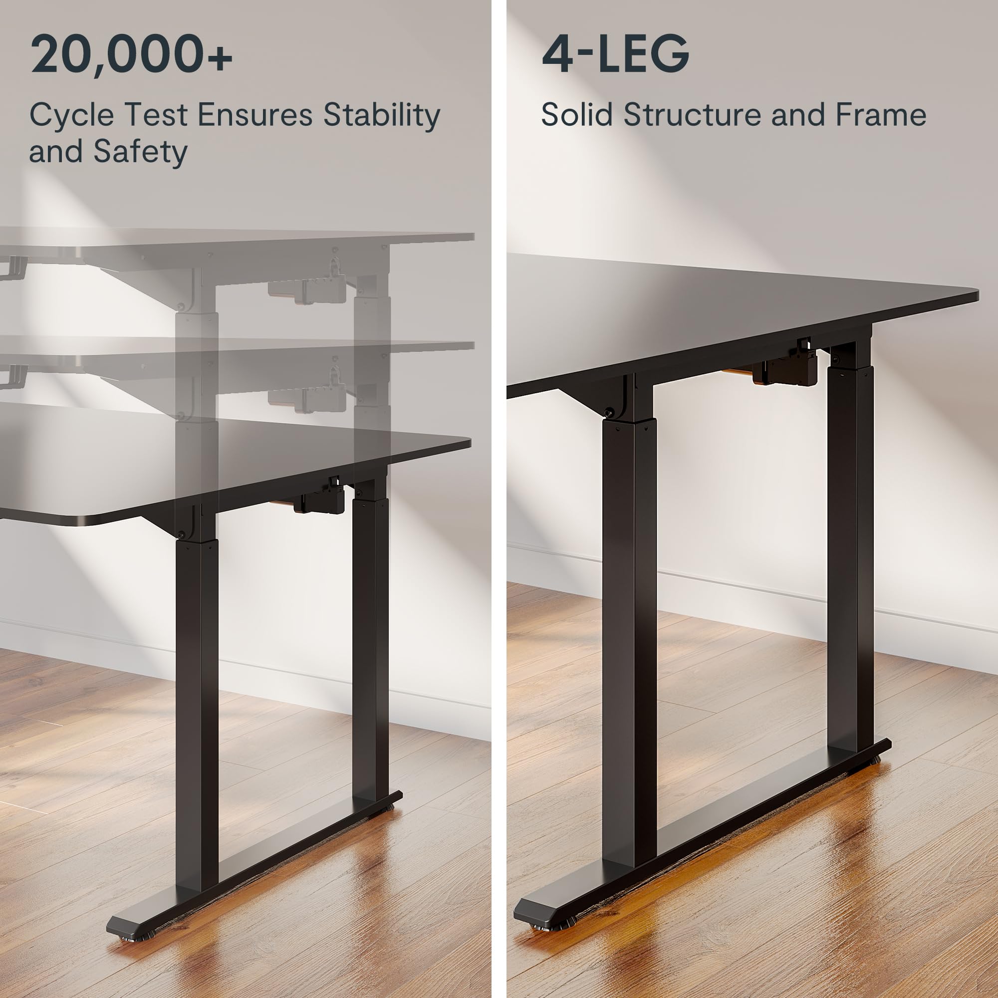 Premium L-Shaped Standing Desk with Dual Motor & 4-Leg Lift System - Electric Height Adjustable Office Desk with Memory Presets (63
