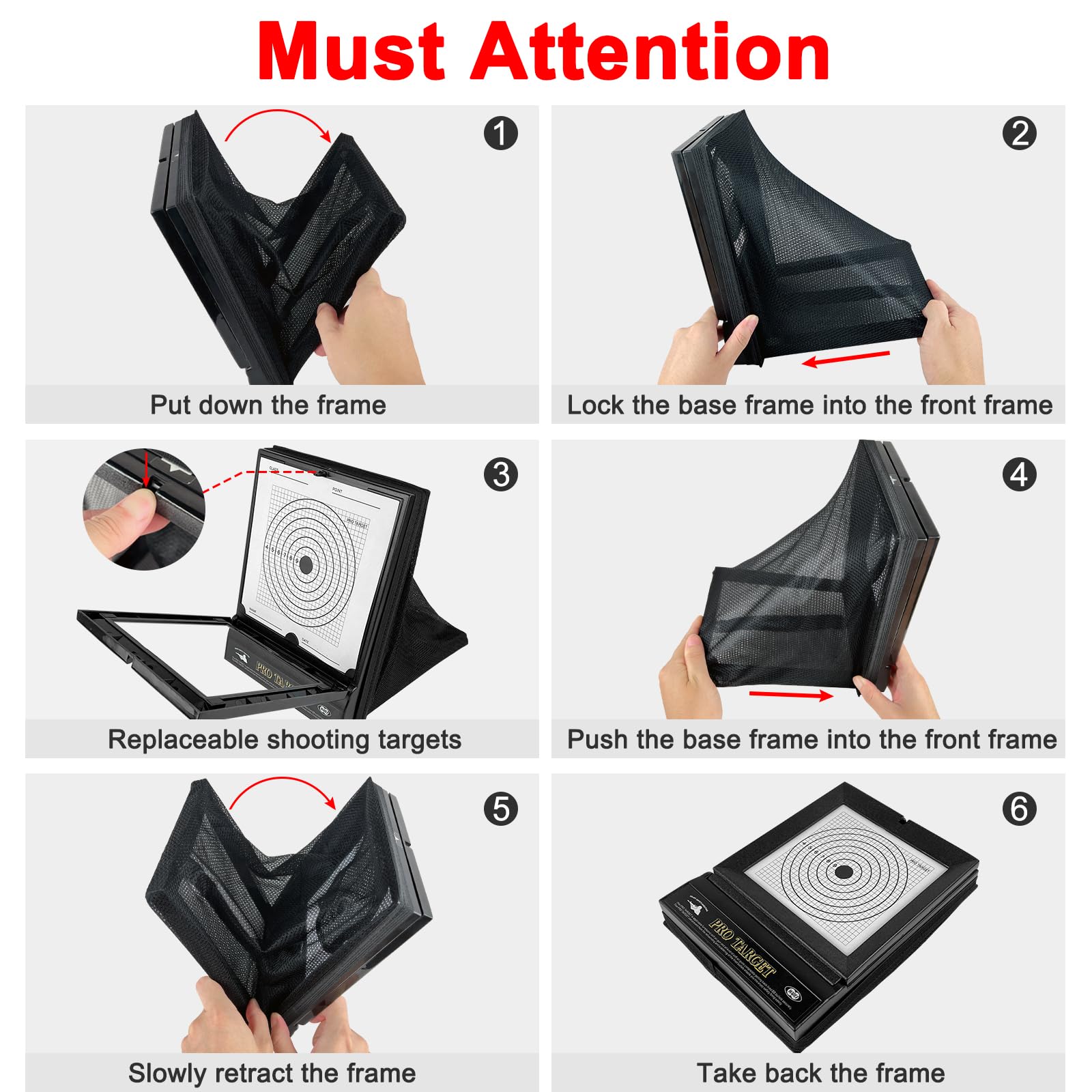 Foldable Portable Airsoft BB Gun Targets with Catcher - 10/60 Pcs Replaceable Shooting Paper for Airsoft, BB Gun & Rifle Practice - Indoor & Outdoor Shooting Range Training for Beginners & Professionals