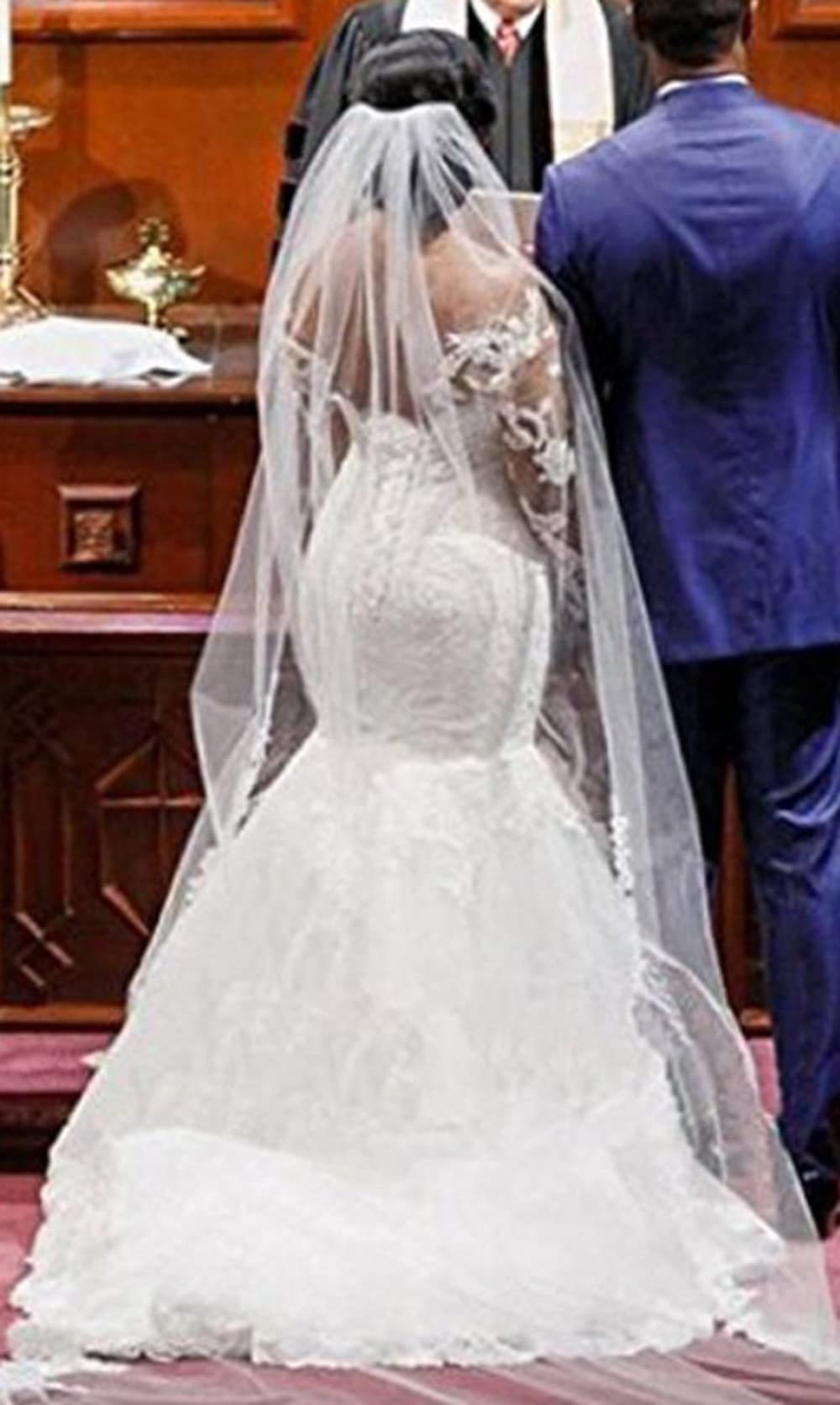 Elegant Plus Size Long Sleeve Mermaid Wedding Dress with Lace Detailing - Perfect for Bridal Ceremonies, Beach Weddings & Formal Events