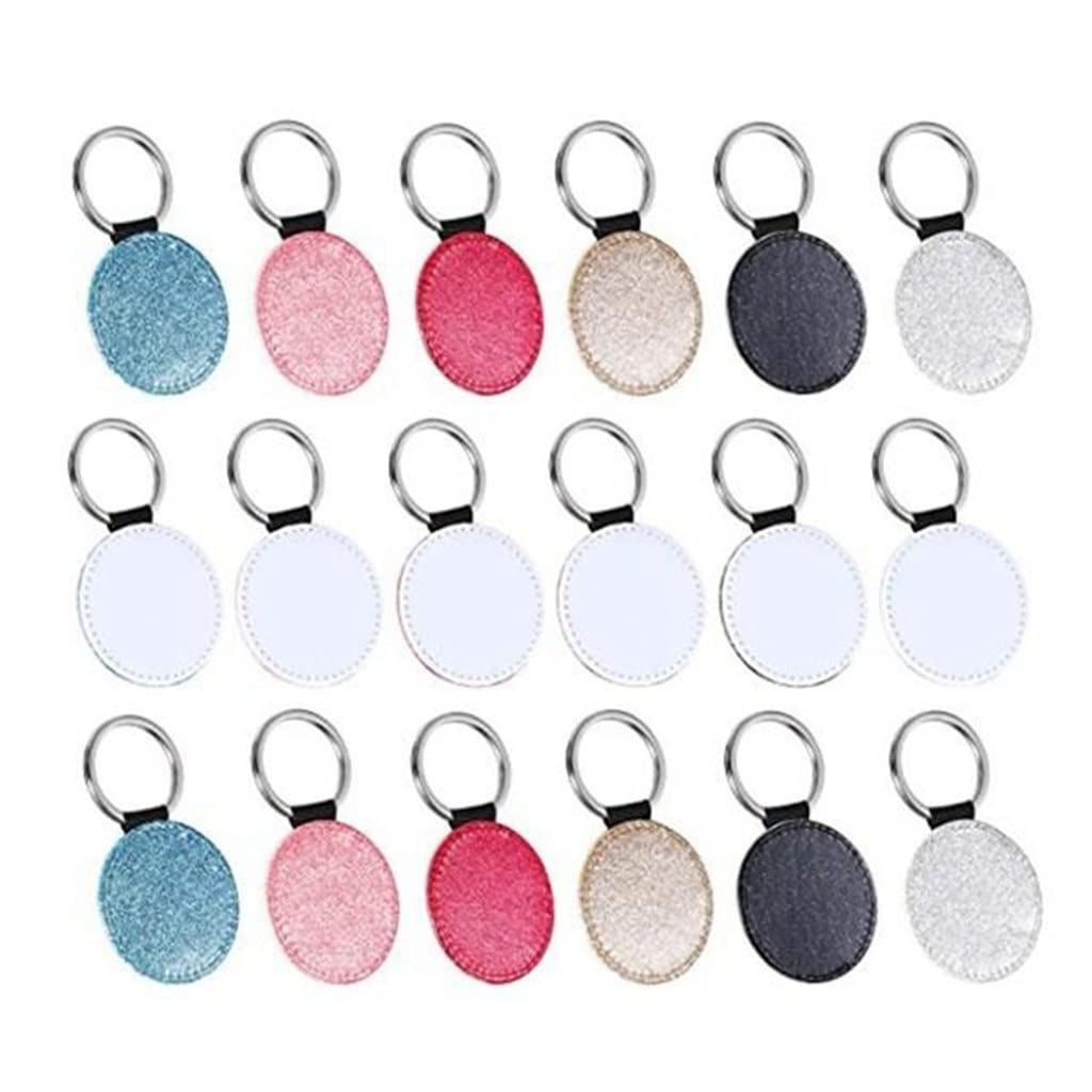 GRETD 15Pcs Sublimation Blank Keychain Set - PU Leather Round Heat Transfer Keyrings for DIY Customization (1.5 inch, Multi-Color) - Perfect for Gifts, Promotional Items & Personal Accessories