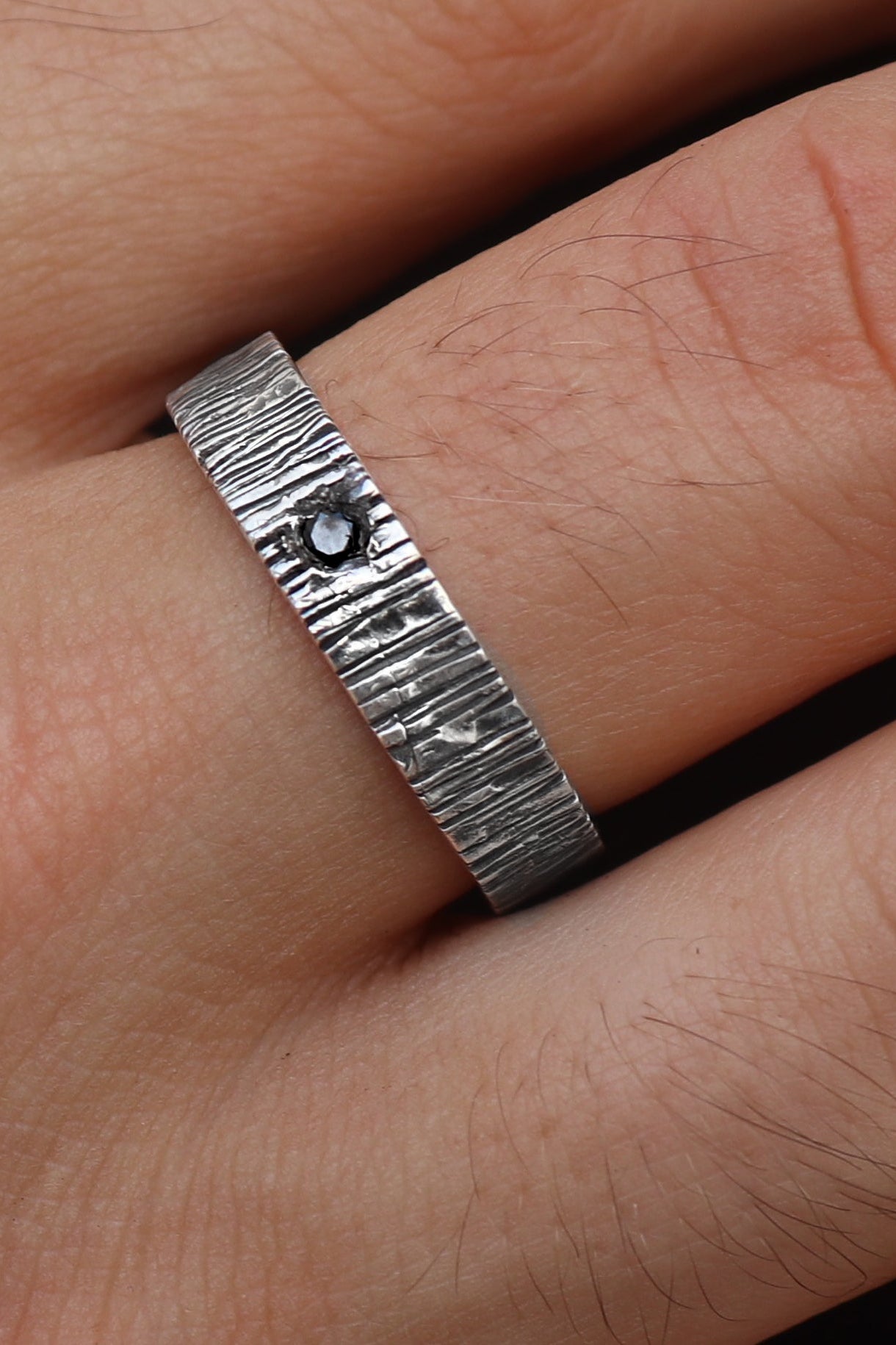 Brushed Black Diamond Wedding Band Ring for Men - Elegant & Durable Tungsten Carbide Ring for Engagement, Anniversary, and Everyday Wear