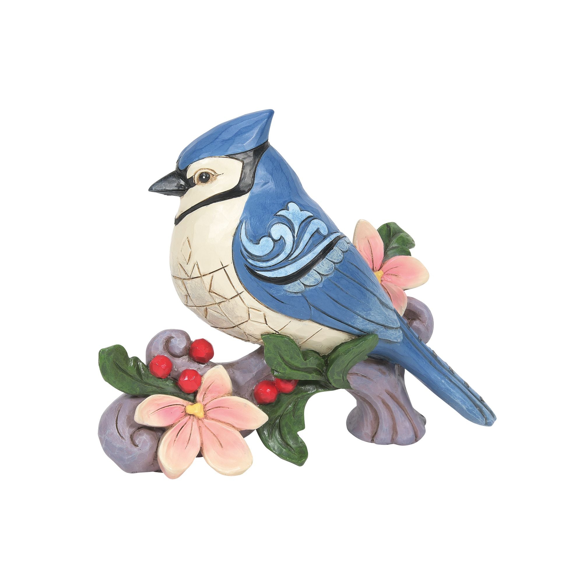 Blue Jay with Flowers - Handmade Wooden Wall Art Decor for Home & Office - Perfect for Living Room, Bedroom, and Gift Giving