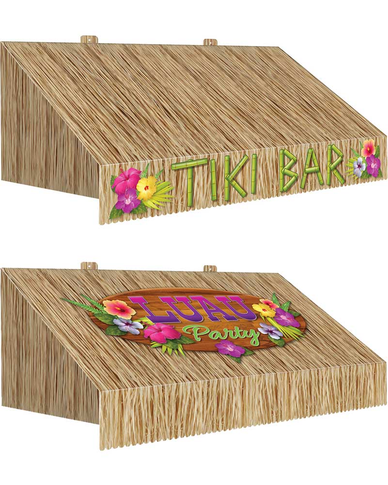 3D Tiki Bar Awning Wall Decor - Tropical Themed Party & Home Bar Decoration for Indoor & Outdoor Use