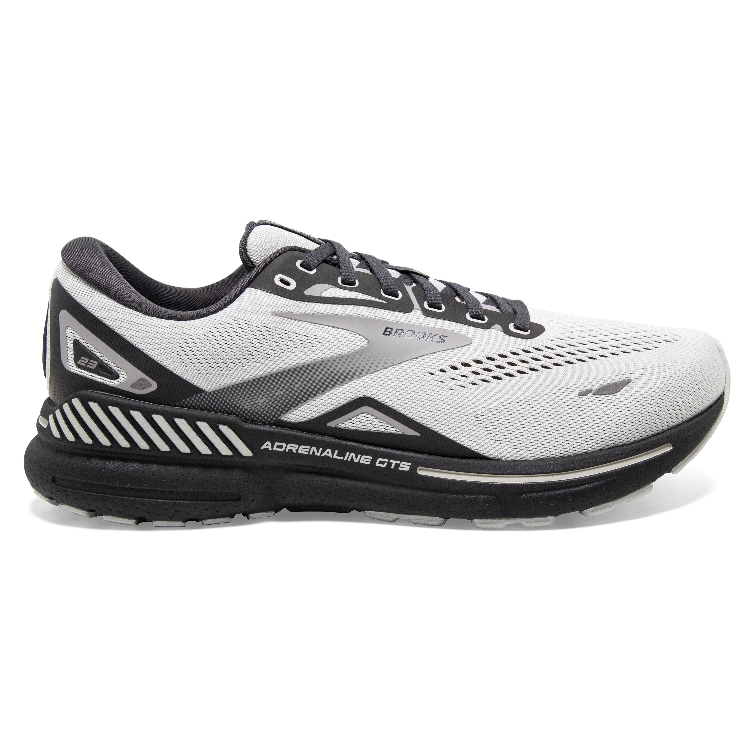 Brooks Adrenaline GTS 23 Running Shoes for Men - Oyster/Ebony/Alloy Color, Size 7 D Medium - Stability & Support for Road Running, Jogging & Daily Training