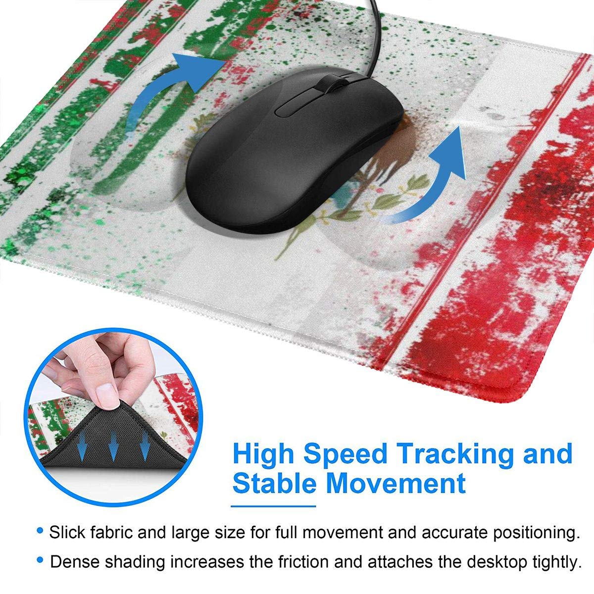 Mexican Flag Gaming Mouse Pad - 8.3x10.3 Inch Non-Slip Rubber Mouse Mat (3mm Thick) - Perfect for Wired, Wireless & Bluetooth Mice - Ideal for Gamers, Office & Home Use