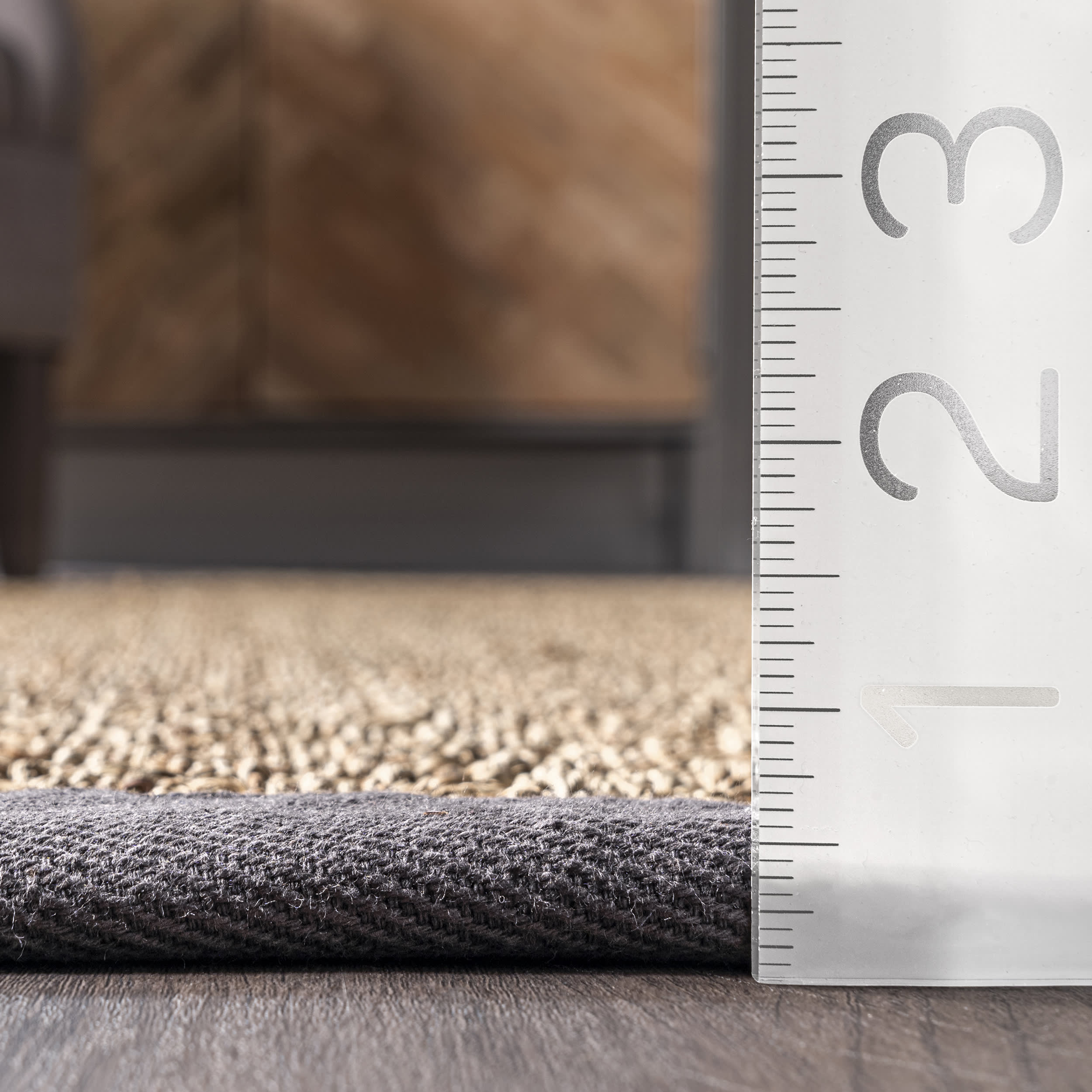 Checker Weave Seagrass Rug in Dark Grey - Natural Eco-Friendly Floor Mat for Living Room, Bedroom & Boho Home Decor
