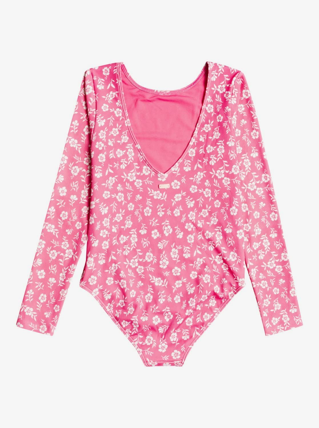 Roxy Girl's Splendid Dream One-Piece Rashguard for Big Kids - Pink Guava Ditsy Dreams XS (Size 7) | UV Protection Swimwear for Girls, Beach & Pool Activities, Surfing, Water Sports