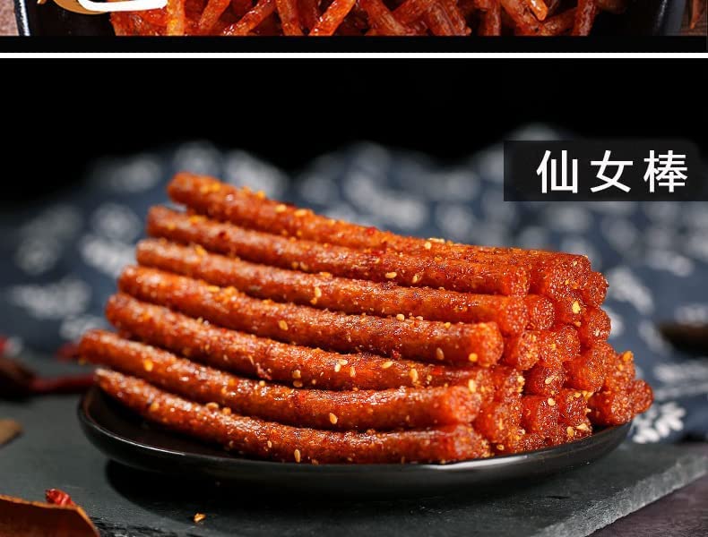 Spicy Strip Small Gluten Snacks - Sweet & Spicy Chinese Instant Food - 101g per Bag (Long + Block, 2 Bags) - Perfect for Office Snacking, Road Trips & Late-Night Cravings