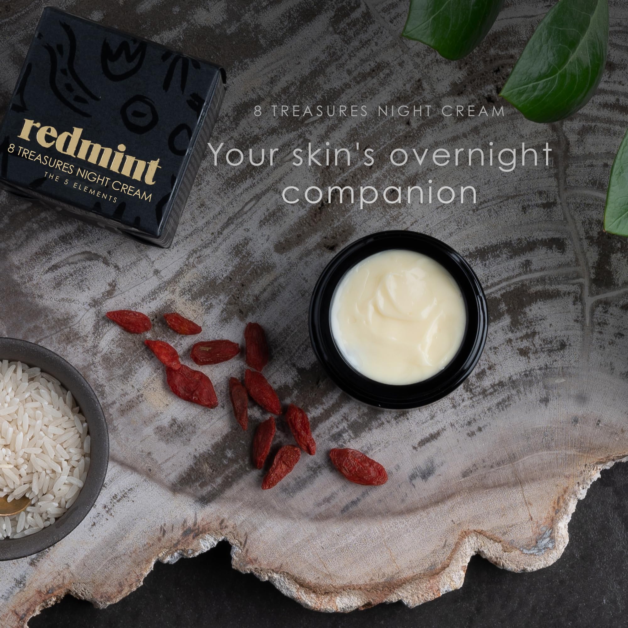 Redmint Night Cream - Hydrating & Reviving Overnight Face Moisturizer with Ancient TCM Wisdom | For Radiant, Healthy-Looking Skin | All Skin Types | 30ml | Perfect for Nighttime Skincare Routine & Anti-Aging Care