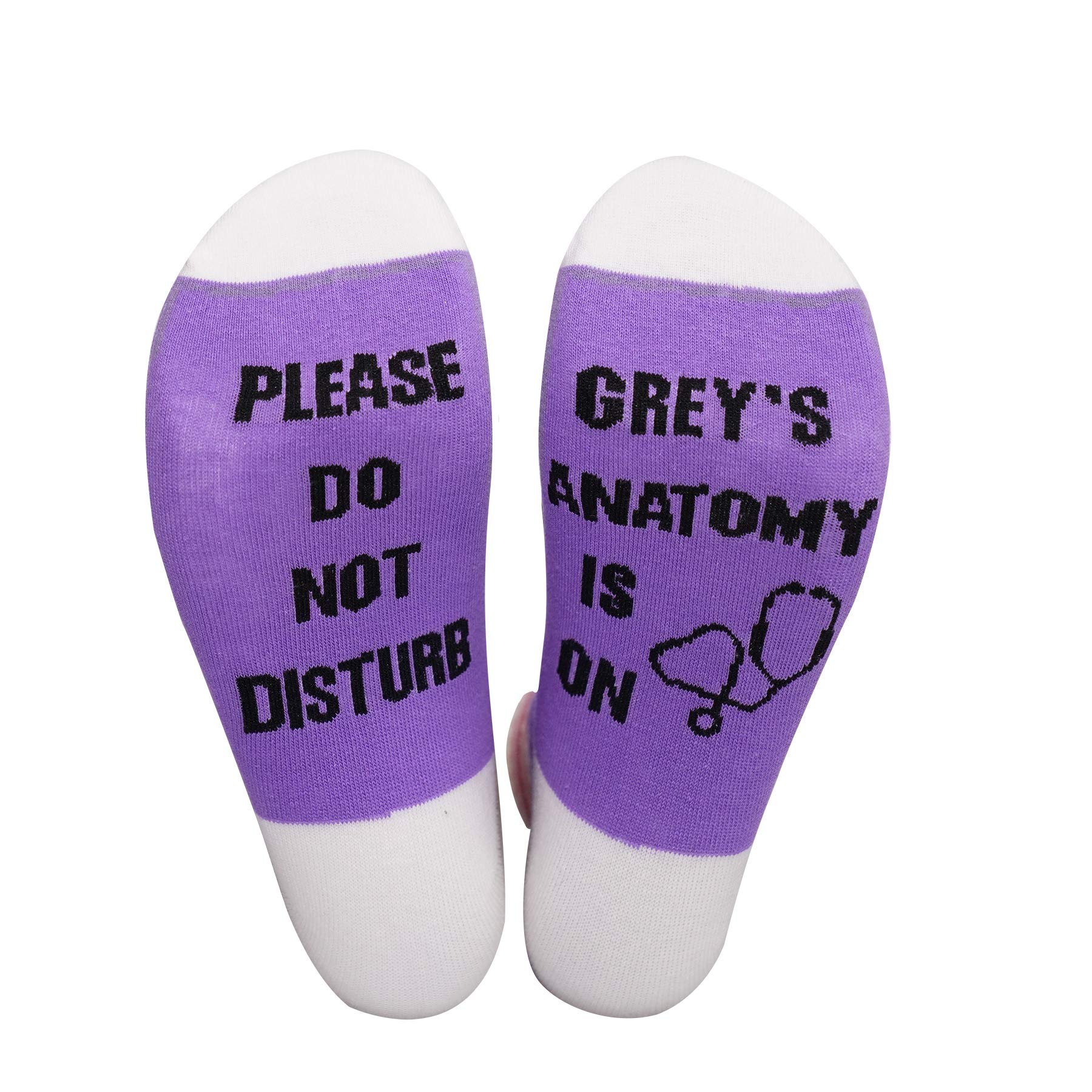Funny Novelty Crew Socks - 'Please Do Not Disturb Grey's Anatomy is On' Casual Cotton Socks for Women & Men - Perfect for TV Watching, Lounge Wear, and Gifts