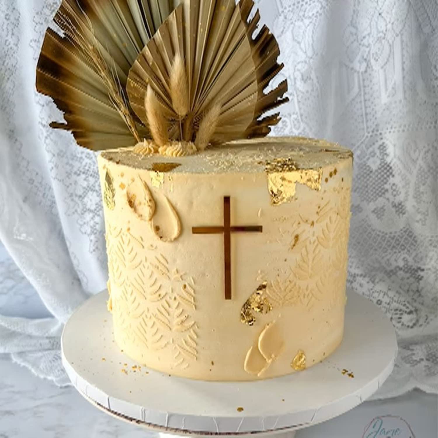 16pcs Acrylic Cross Cake Toppers - Silver Mirror 4'' Cross Cake Decorations for Baptism, Christening, Holy Communion, Easter & Religious Celebrations - Perfect for Wedding, Birthday & Special Occasion Cakes