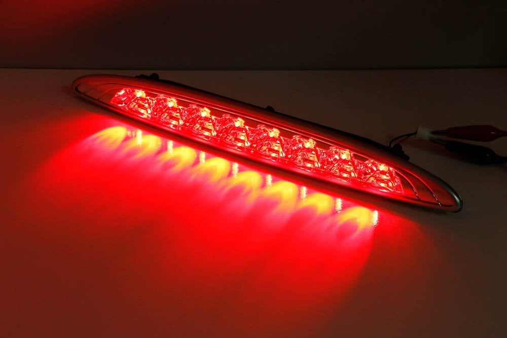 Red 8 LED High Mount Third Brake Light with Clear Lens for 2002-2006 First Generation MINI Cooper - Enhanced Visibility & Safety for Night Driving & Custom Car Modifications