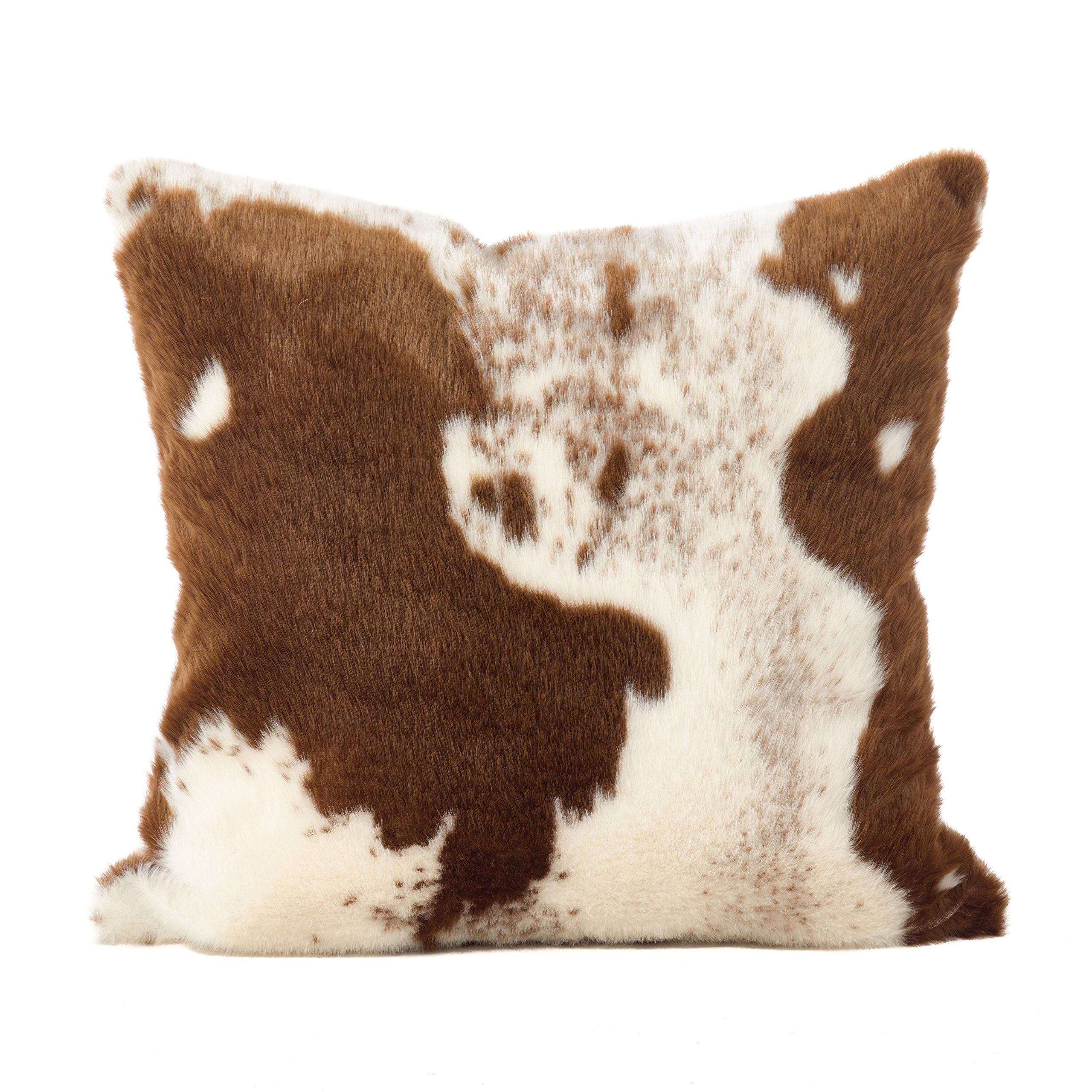 Brown Faux Fur Western Cowhide Decorative Throw Pillow Cover - 18x18 Inch Square, Soft Polyester, No Filling Included (1 Piece) - Perfect for Farmhouse Decor, Western Theme Living Room & Cozy Bedroom Accent