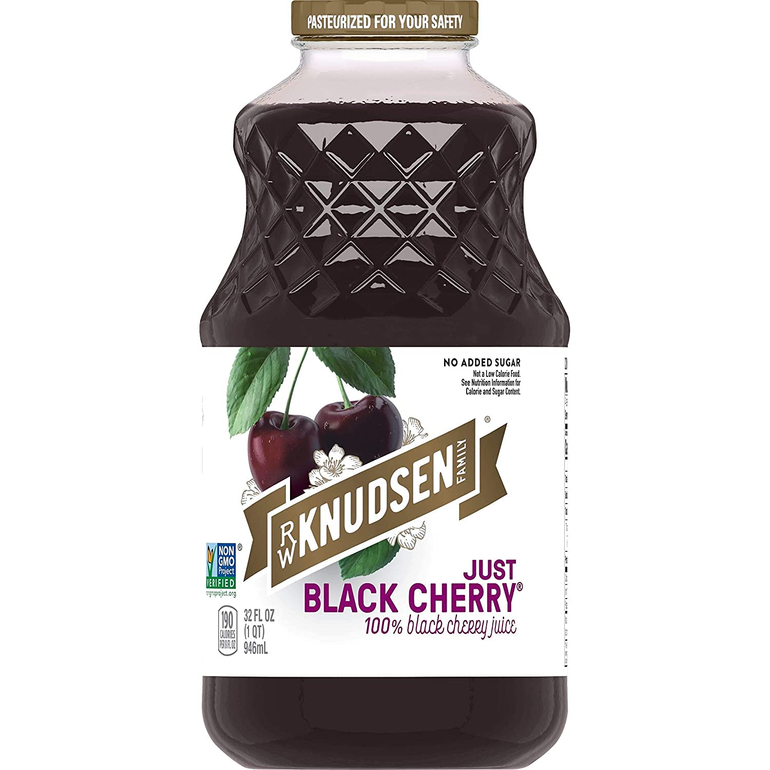 Organic R.W. Knudsen Just Black Cherry Juice - 32 Oz (2 Bottles) | Antioxidant Rich, No Sugar Added | Perfect for Smoothies, Cocktails & Post-Workout Recovery