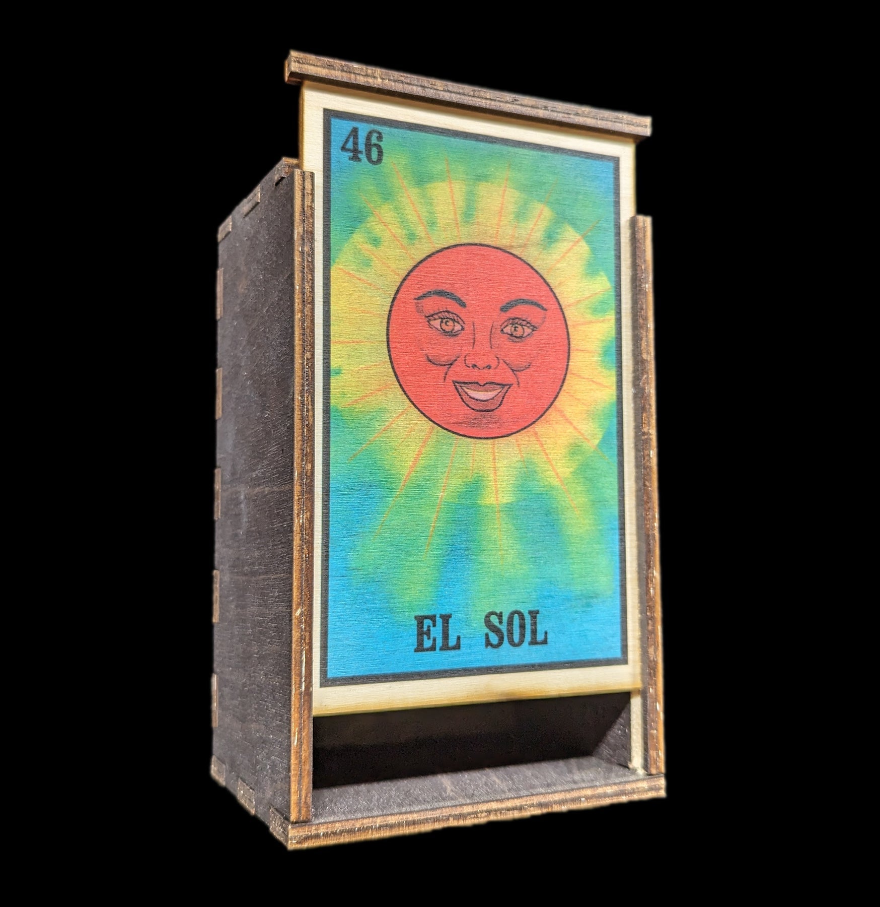 Loteria Sol Tarot Card Box - Premium Wooden Storage Case for Tarot Decks, Oracle Cards & Divination Tools - Perfect for Psychic Readings, Meditation & Spiritual Practices