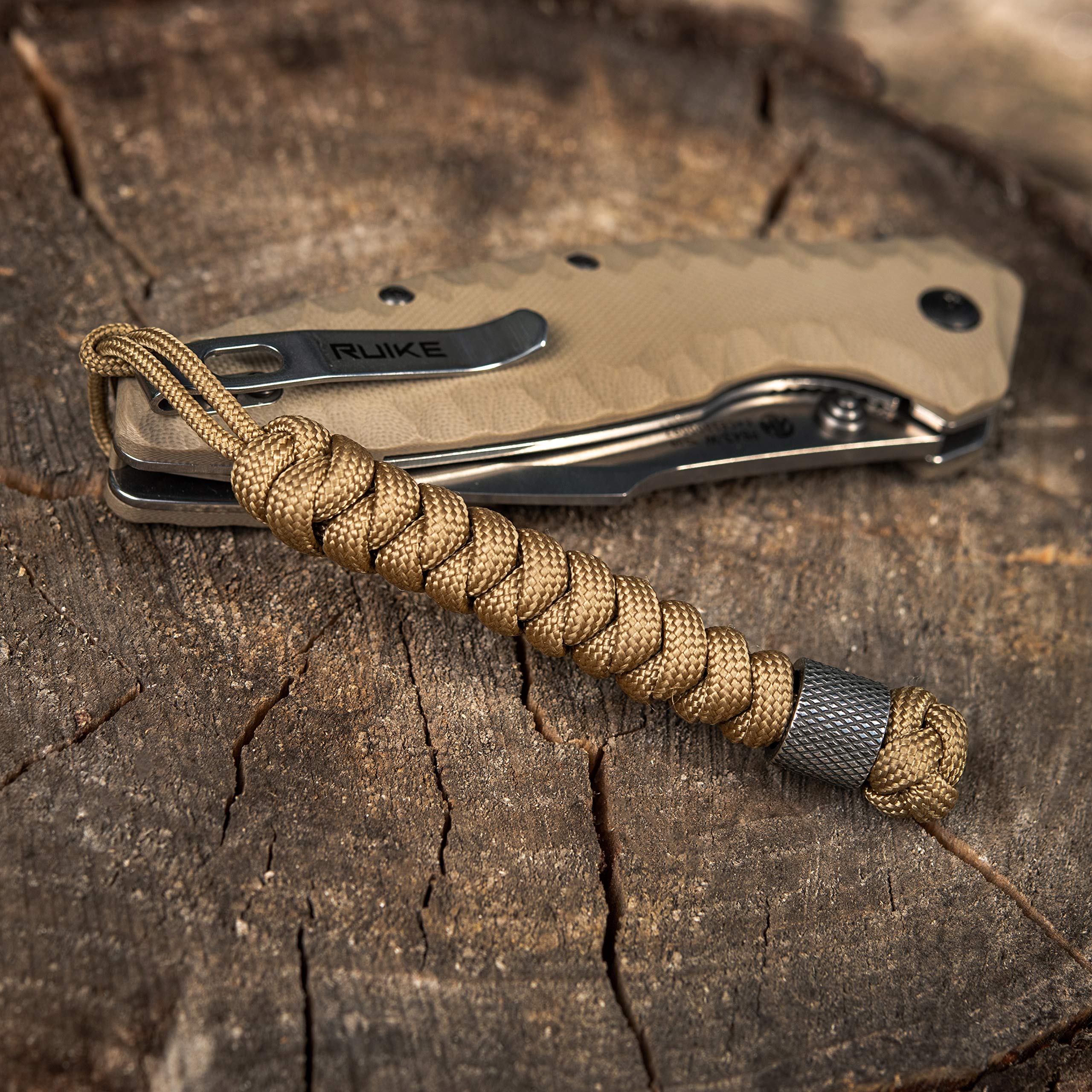 Tactical Paracord Knife Lanyard with Beads - M-Tac Viper Stainless Steel Survival Lanyard (Coyote) - Perfect for Outdoor Camping, Hunting & EDC Gear Accessories