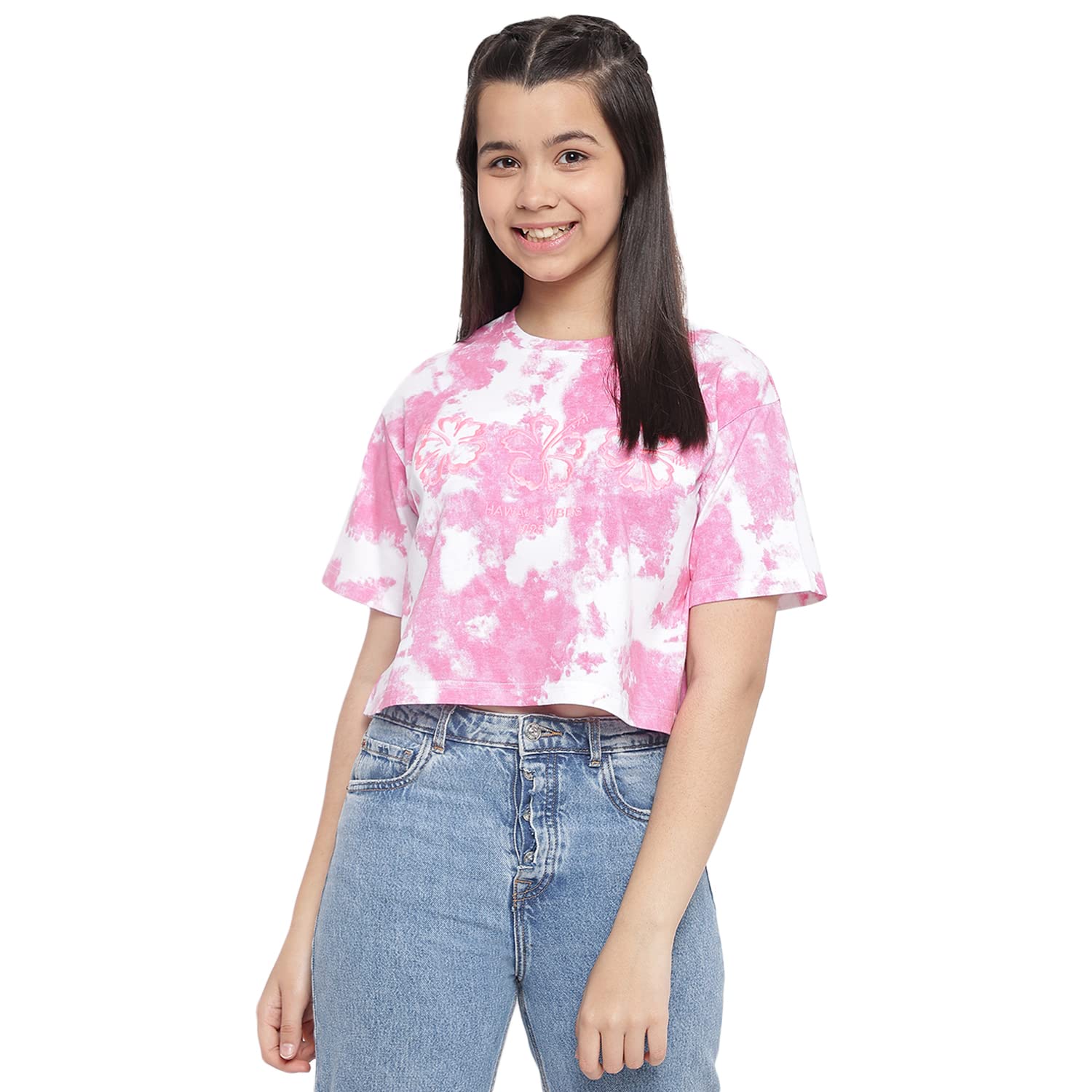 Li'l Tomatoes Girls' Printed Regular Fit T-Shirt - Cute Casual Cotton Top for School, Playdates & Everyday Wear
