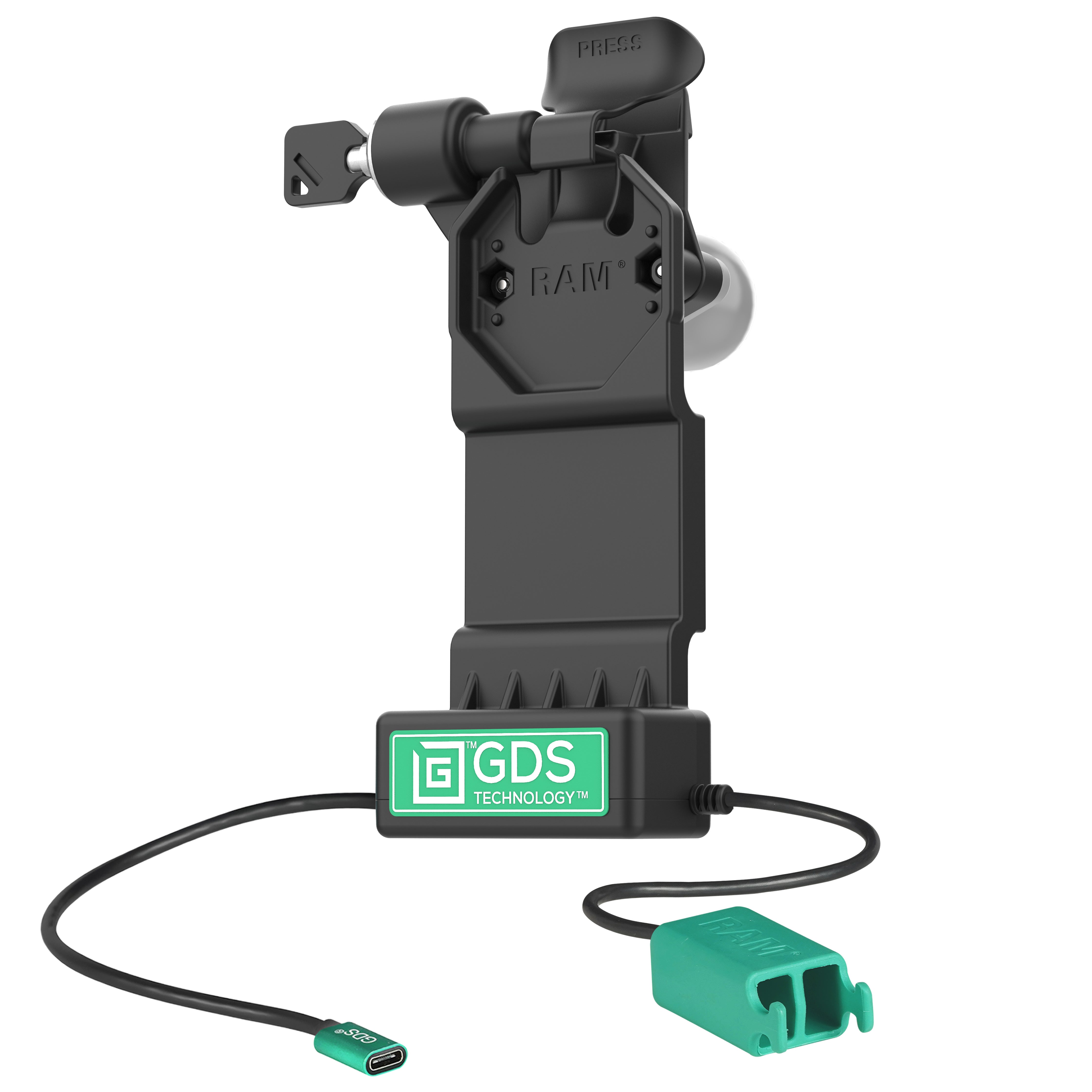 GDS® Uni Conn™ Left Locking Power + Dual USB A Dock (RAM GDS DOCKLL U1CD2U) - Secure Charging Station for Truck, RV & Marine Use