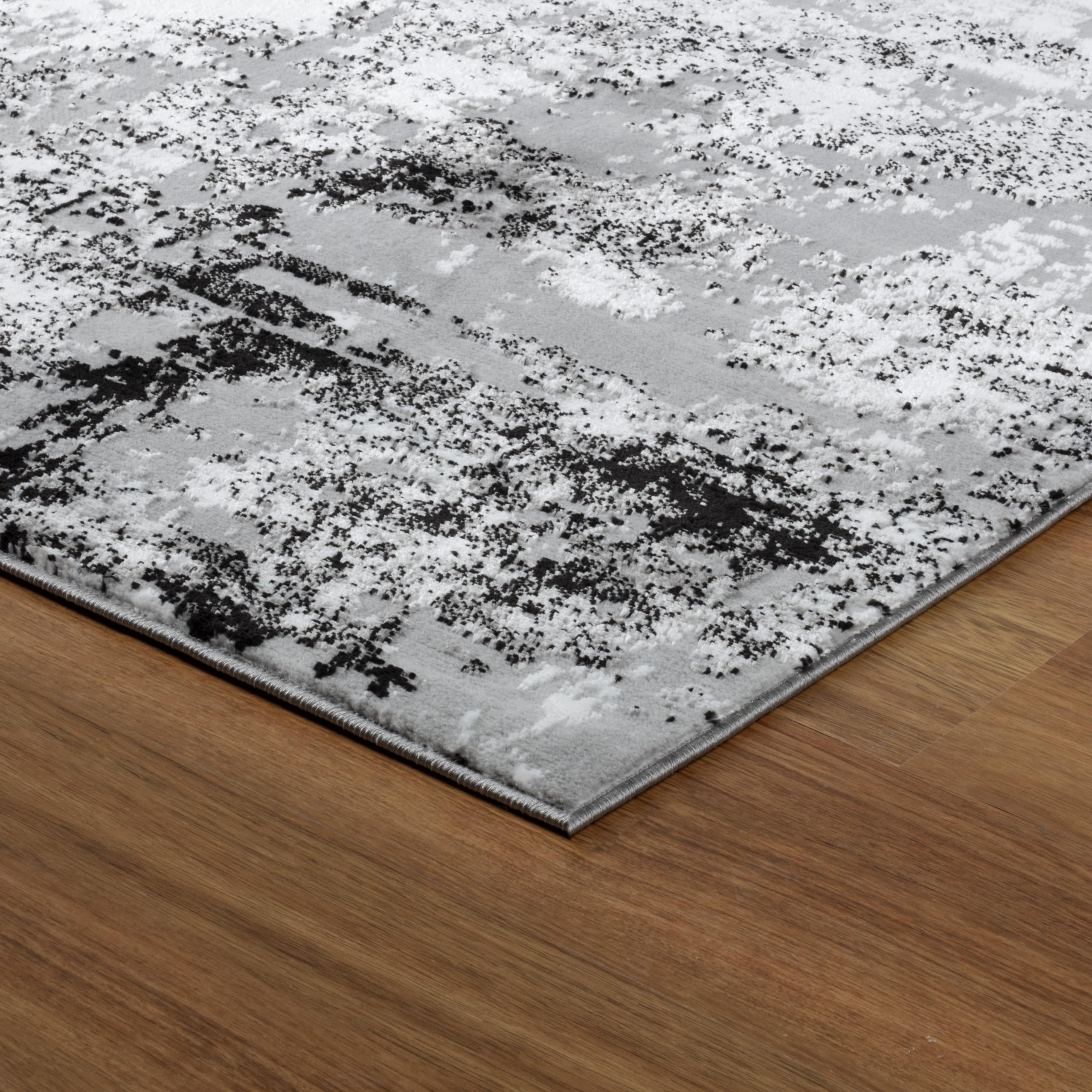 GLORY RUGS Modern Abstract Area Rug 8x10 - Black Gray Faded Large Rugs for Living Room, Bedroom, Home & Office - Soft & Durable Floor Covering for Cozy Spaces