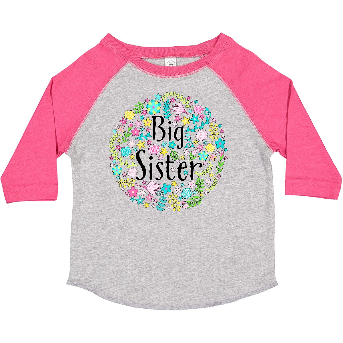 Inktastic Big Sister with Flower Circle Toddler T-Shirt - Cute Sibling Matching Outfit for Family Photos & Special Occasions