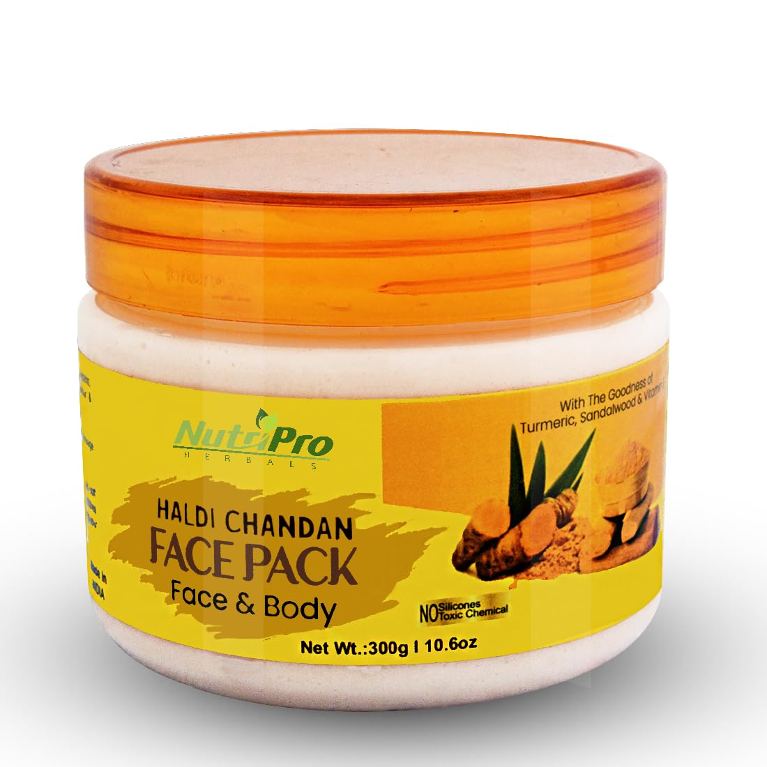NutriPro Turmeric Sandalwood Face Pack 300g - Brighten, Soothe & Nourish Skin | All Skin Types | Natural Glow for Daily Skincare & Spa Treatments