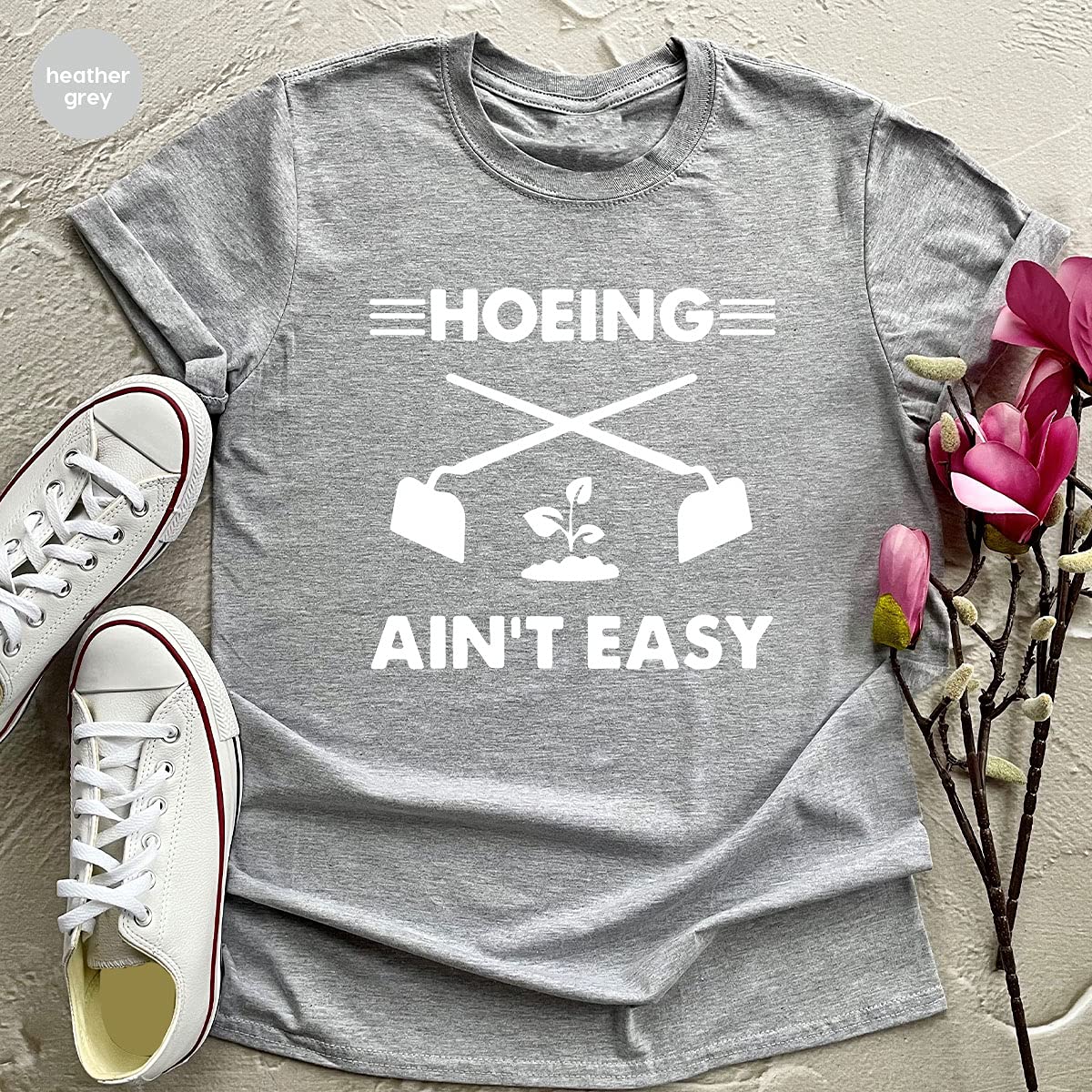 Grandma's Gardener T-Shirt - Plant Lover & Farmer Tee - Funny 'Hoeing Ain't Easy' Gardening Shirt - Perfect Gift for Gardeners & Botanists - Comfortable Cotton Apparel for Gardening, Farming & Outdoor Activities