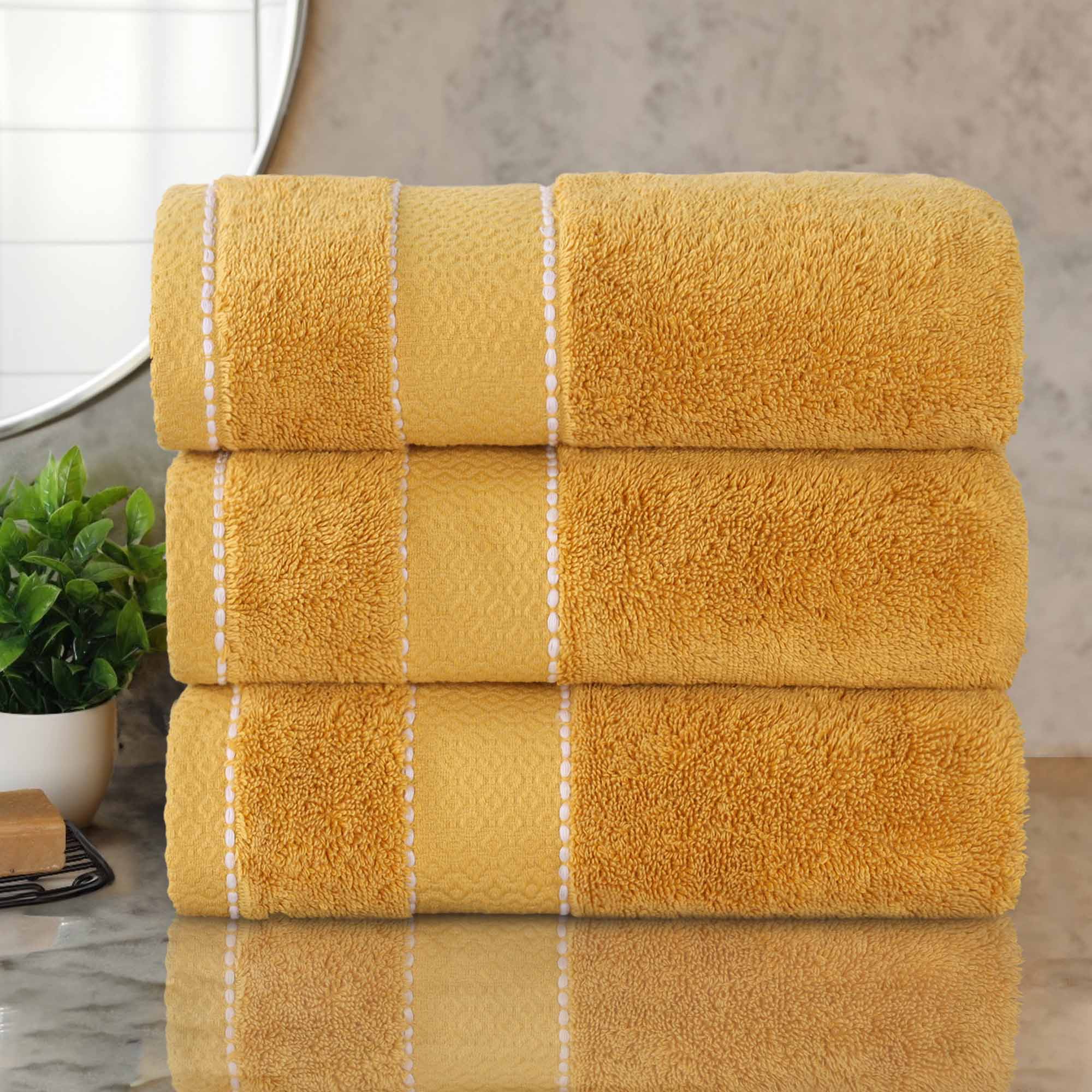 Premium Egyptian Giza Cotton Bath Towel Set of 3 - Ultra Soft & Highly Absorbent - Luxury Spa & Bathroom Essentials for Home & Hotel Use