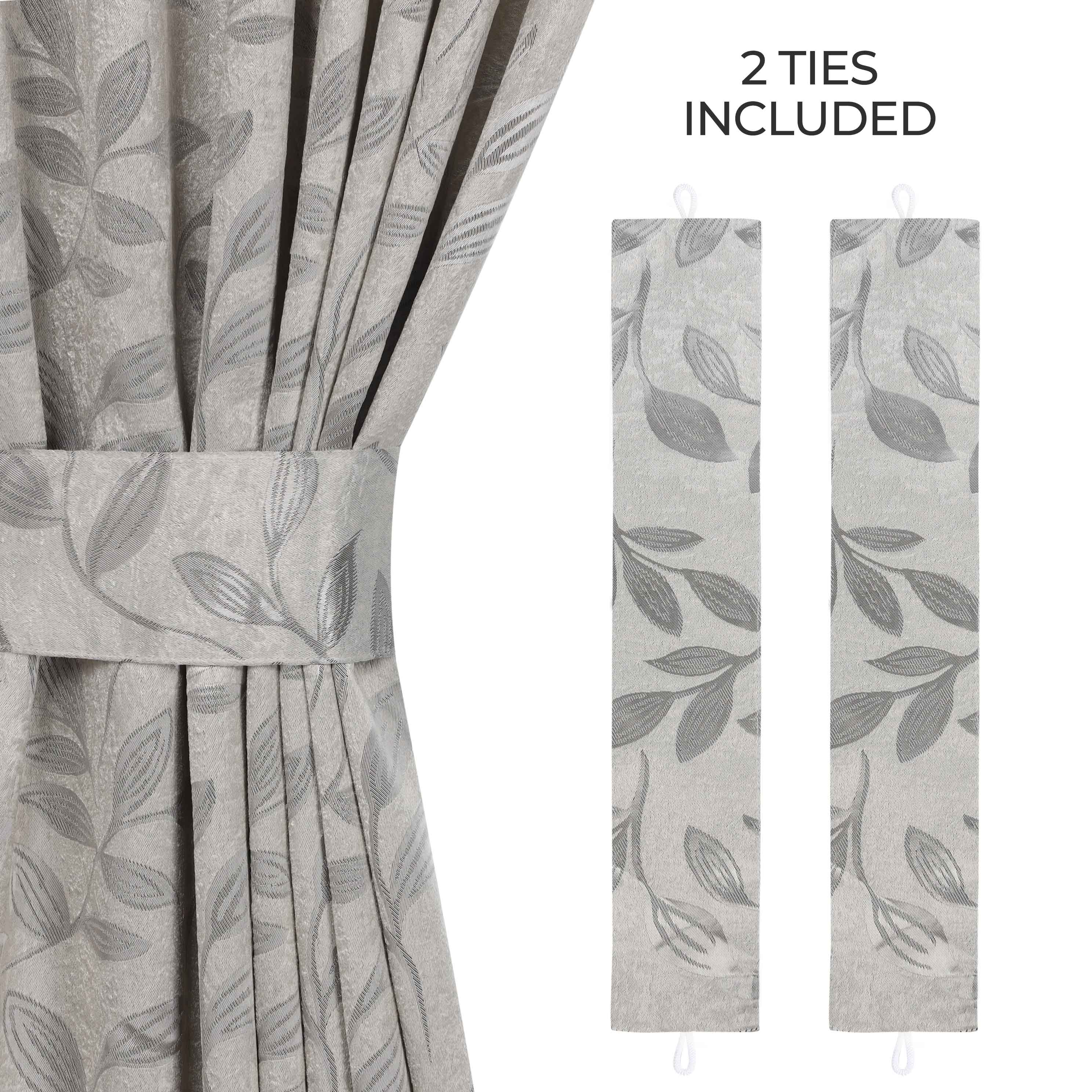 Blackout Curtains for Bedroom - Set of 2 Panels, 100% Room Darkening Thermal Insulated Drapes with Leaves Pattern - Perfect for Nursery, Home Theater & Light Sleepers