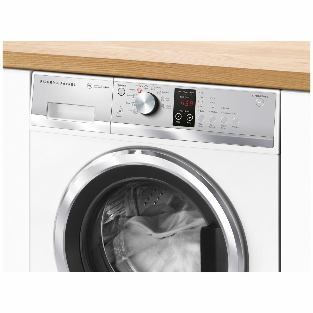 Fisher & Paykel WH8060J3 8kg Front Load Washing Machine - Energy Efficient, Quiet Operation for Apartments & Small Homes